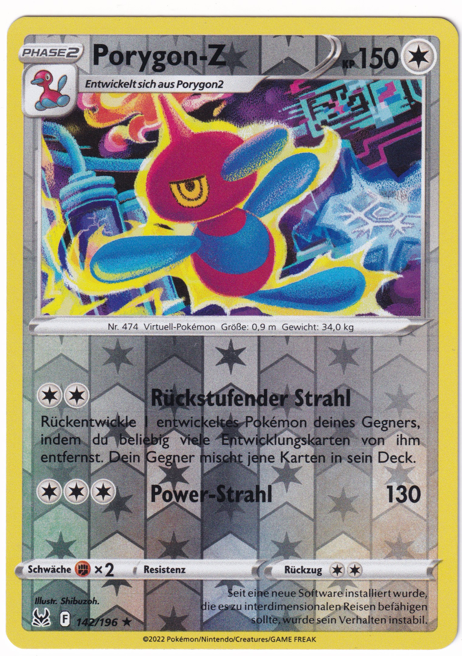 Porygon-Z 142/196 Rare Reverse Holo - Verlorener Ursprung Deutsch