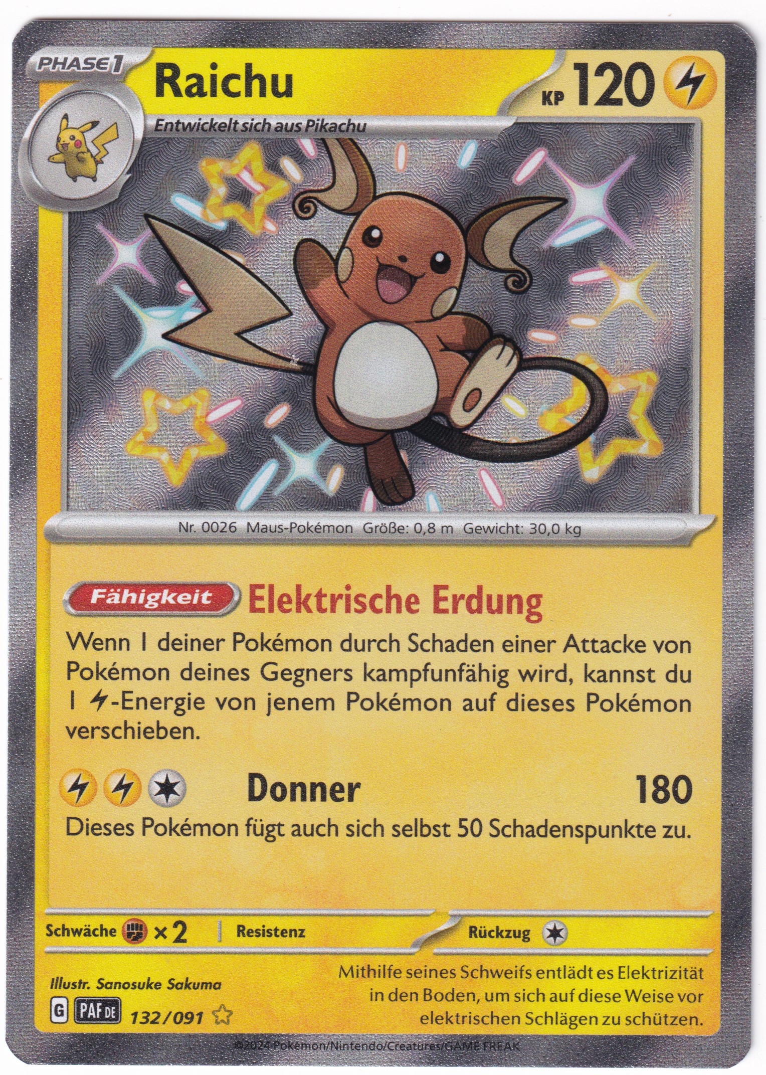 Raichu 132/091 Shiny Rare - Karmesin & Purpur - Paldeas Schicksale Deutsch