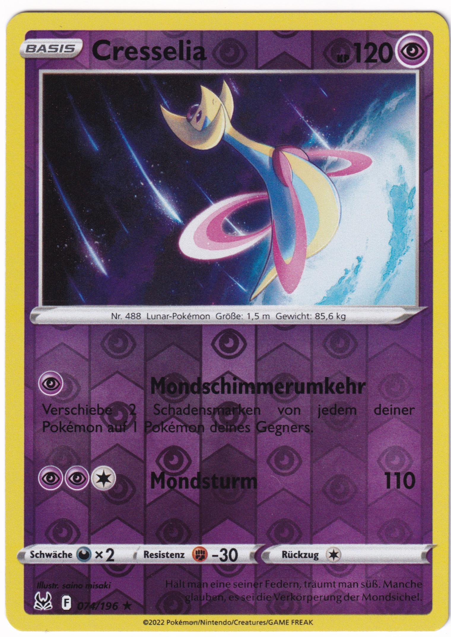 Cresselia 074/196 Rare Reverse Holo - Verlorener Ursprung Deutsch