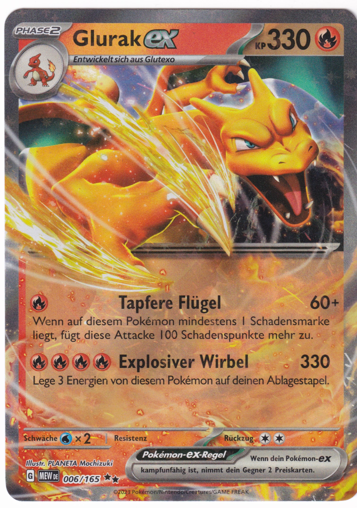 Glurak-ex 006/165 Doppel Rare - Karmesin & Purpur - 151 Deutsch