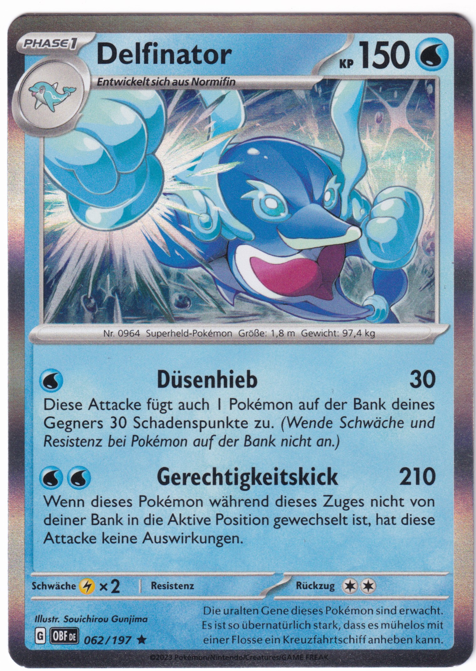 Delfinator 062/197 Rare Holo - Obsidian Flammen Deutsch