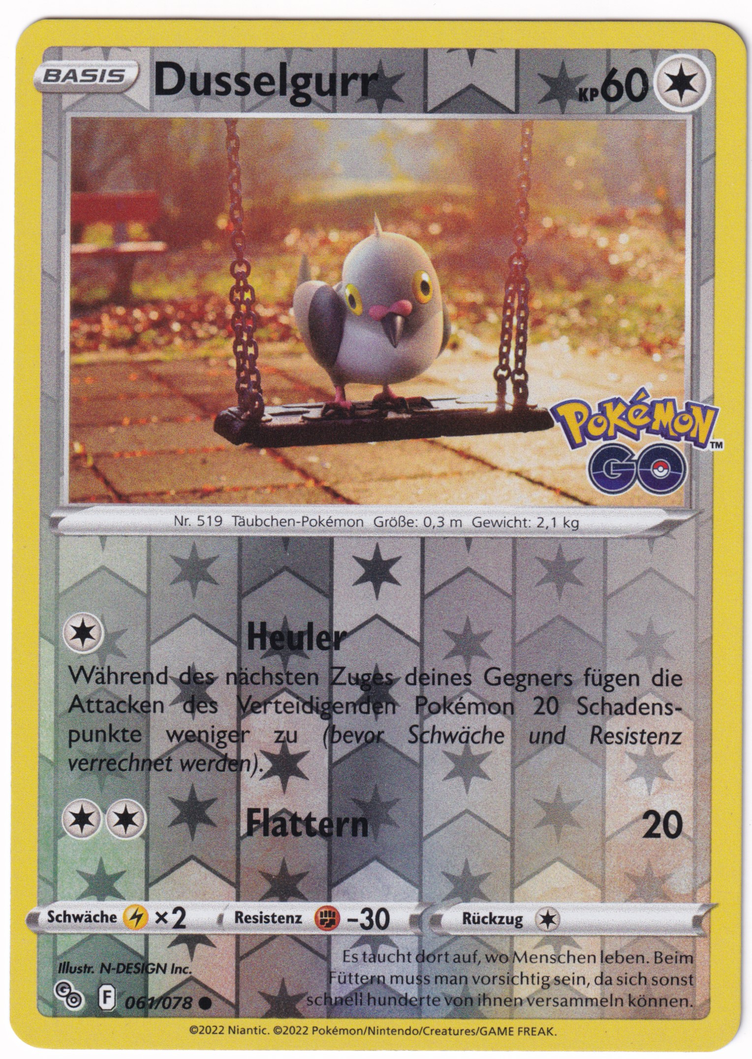 Dusselgurr 061 /78 Common Reverse Holo - Pokemon Go Deutsch