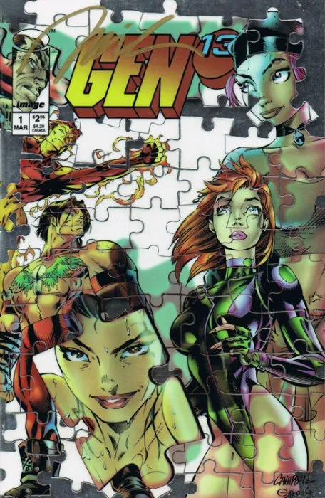 Gen 13 #1 (1995) Chromium Puzzle - Signed by Jim Lee