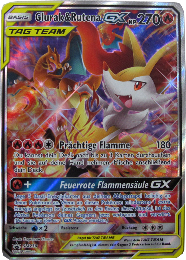 Pokemon SM230 Glurak&Rutena GX Promo deutsch