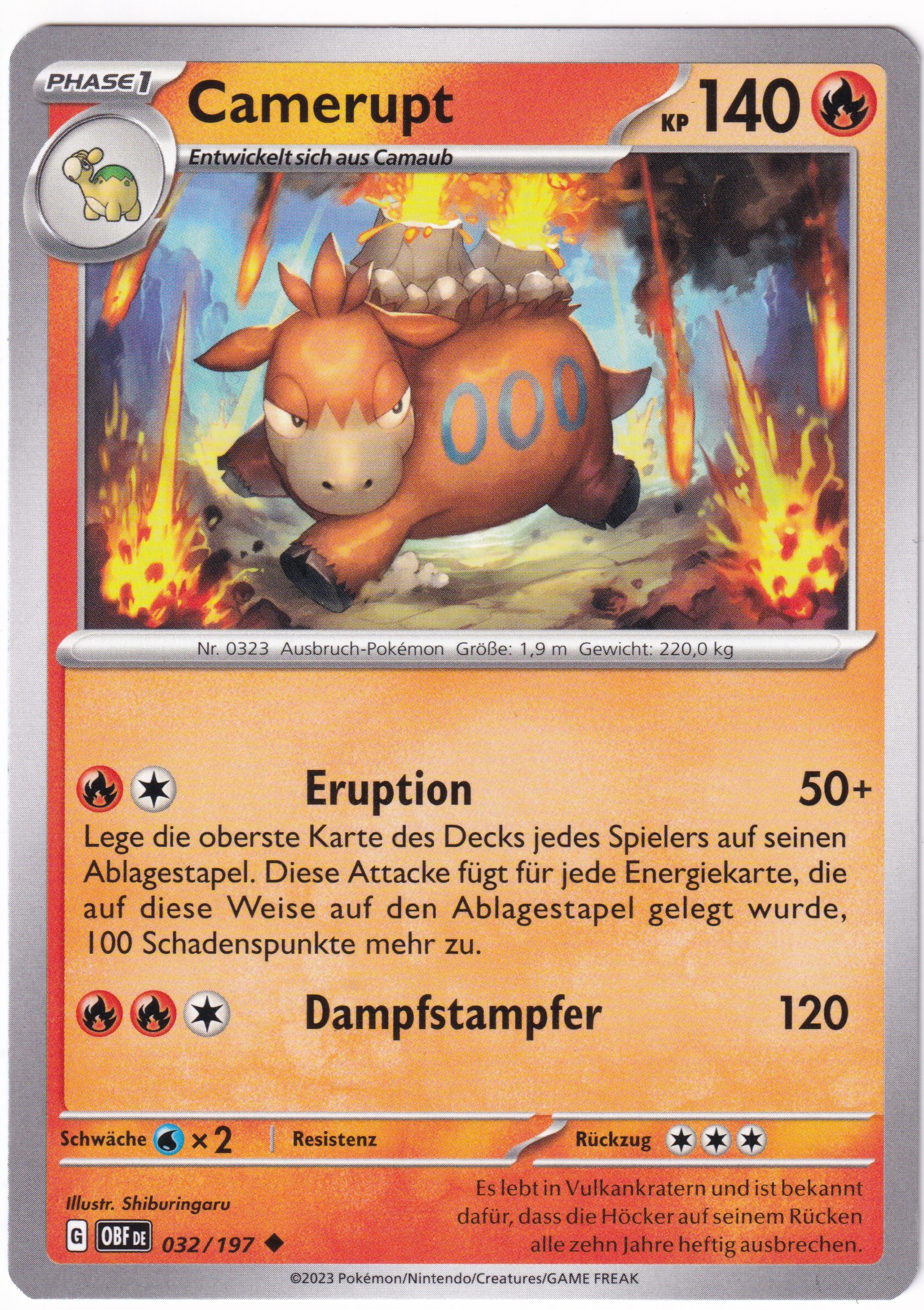 Camerupt 032/197 Uncommon - Obsidian Flammen Deutsch