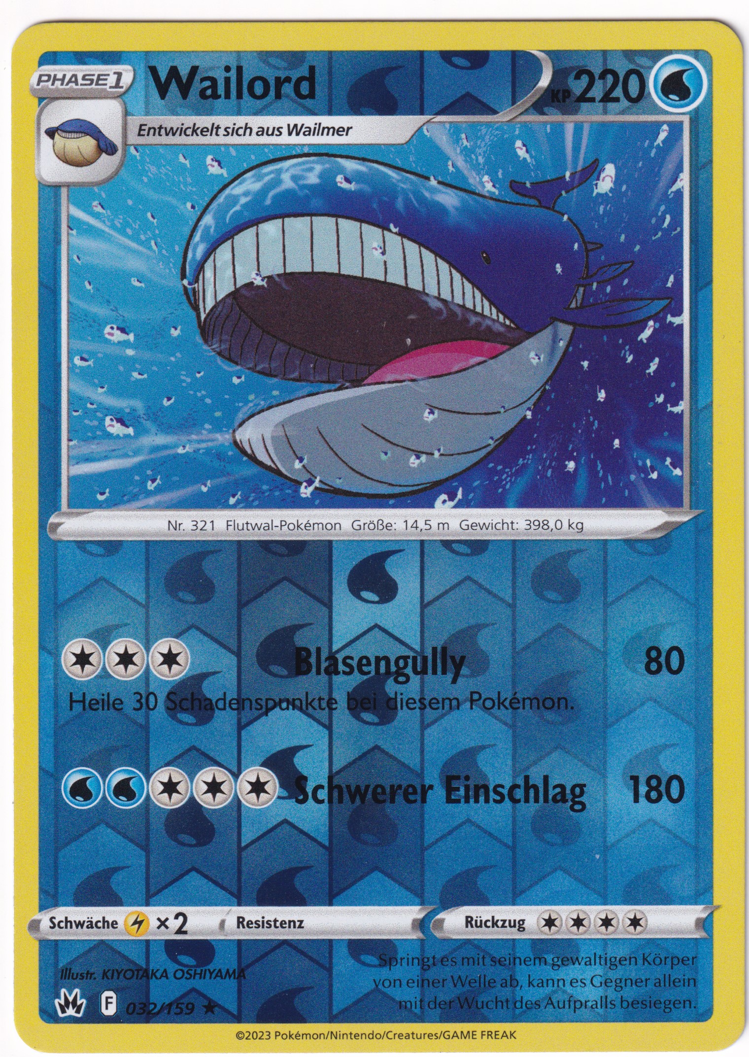Wailord 032/159 Rare Reverse Holo - Zenit der Könige Deutsch