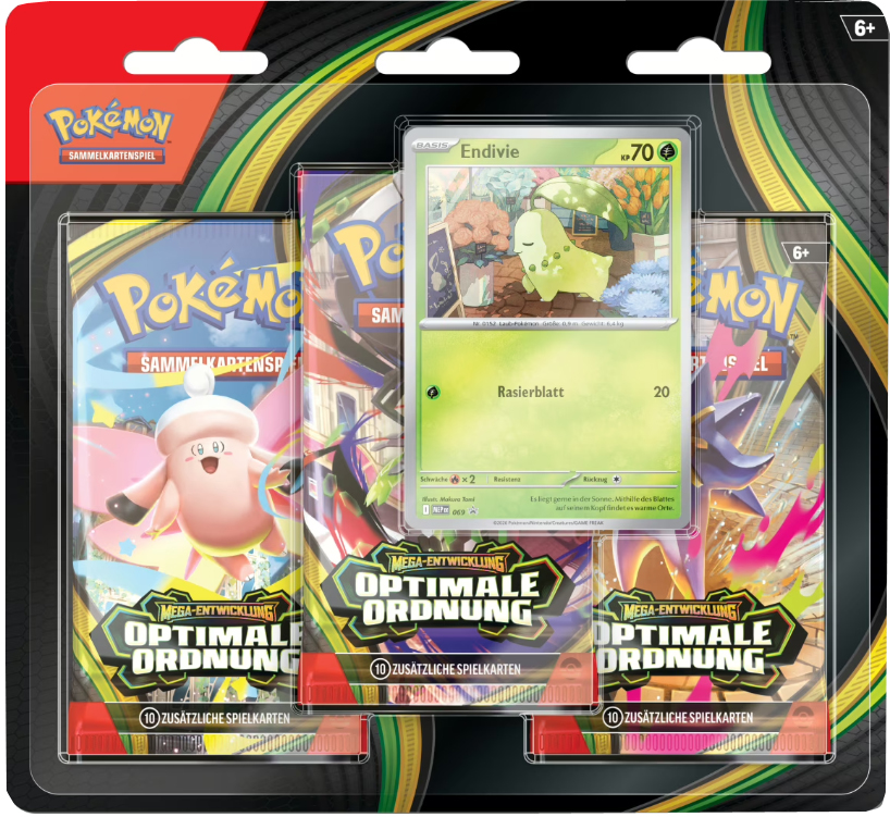 Pokemon Mega-Entwicklung Optimale Ordnung 3er Booster Blister - Endivie deutsch