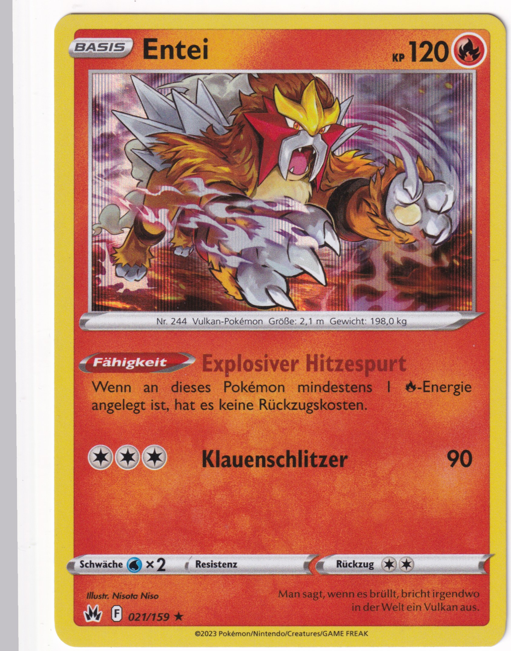 Entei 021/159 Rare Holo - Zenit der Könige Deutsch