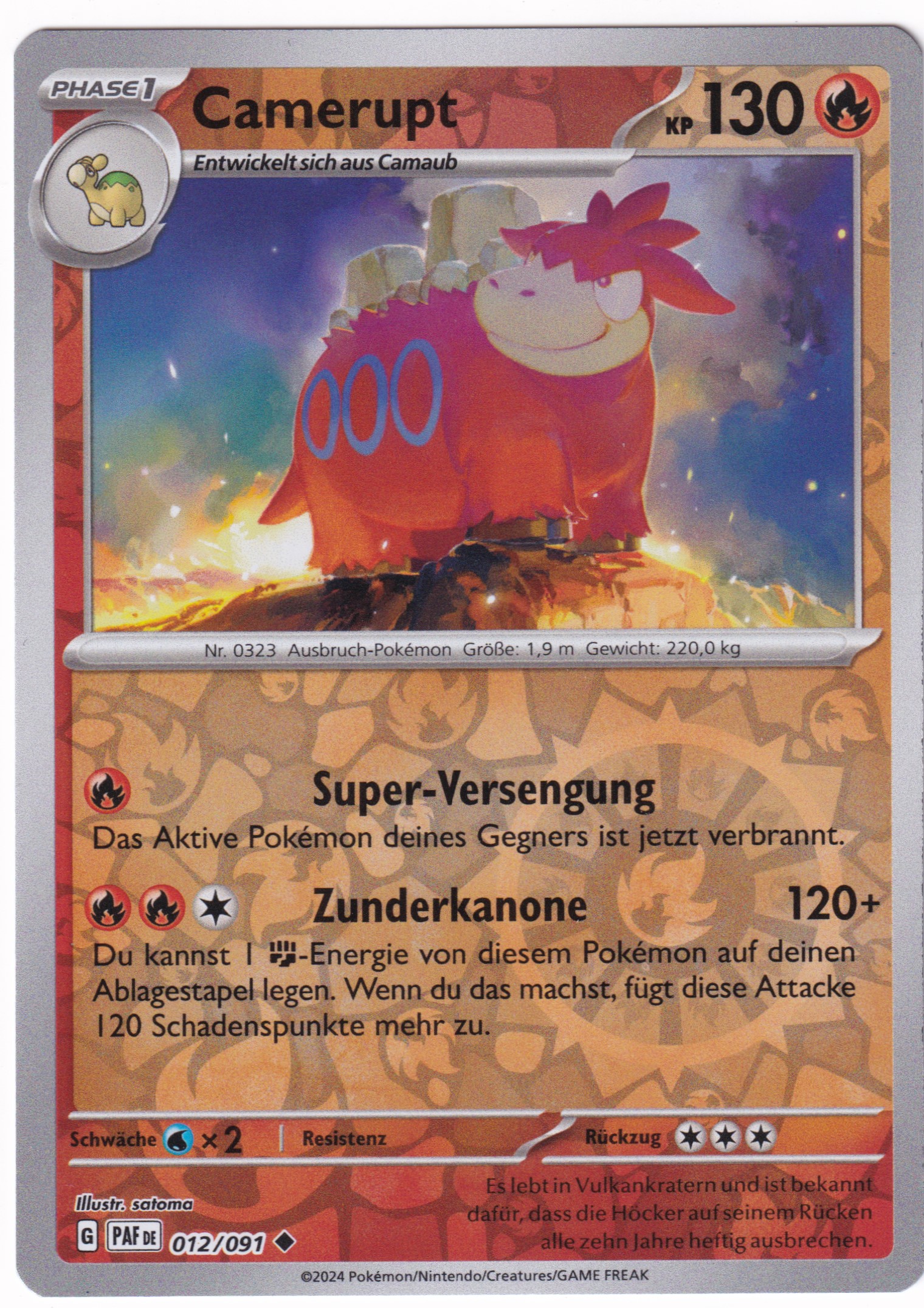 Camerupt 012/091 Uncommon Reverse Holo - Karmesin & Purpur - Paldeas Schicksale Deutsch