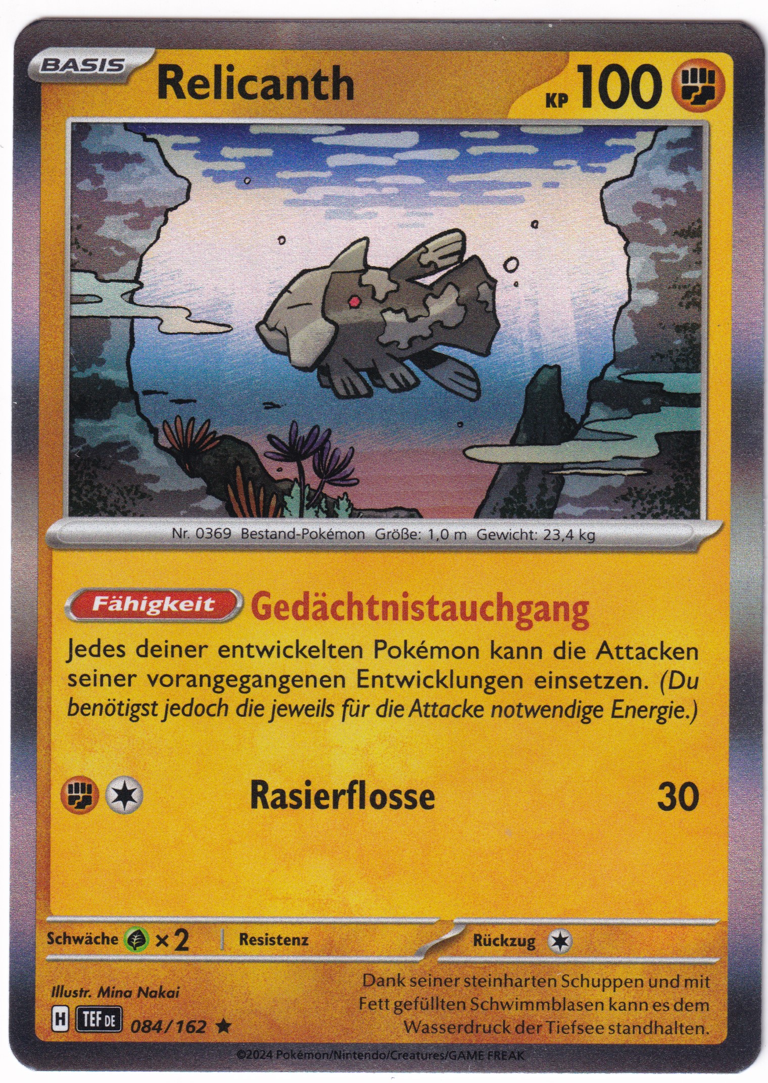 Relicanth 084/162 Rare Holo - Karmesin & Purpur - Gewalten der Zeit Deutsch