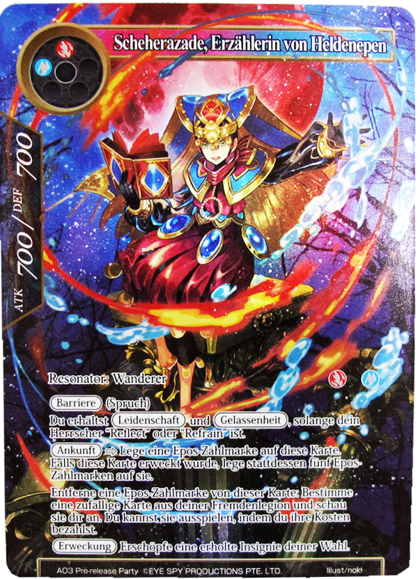Force of Will Scheherazade, Erzählerin von Heldenpen Promo Einzelkarte deutsch