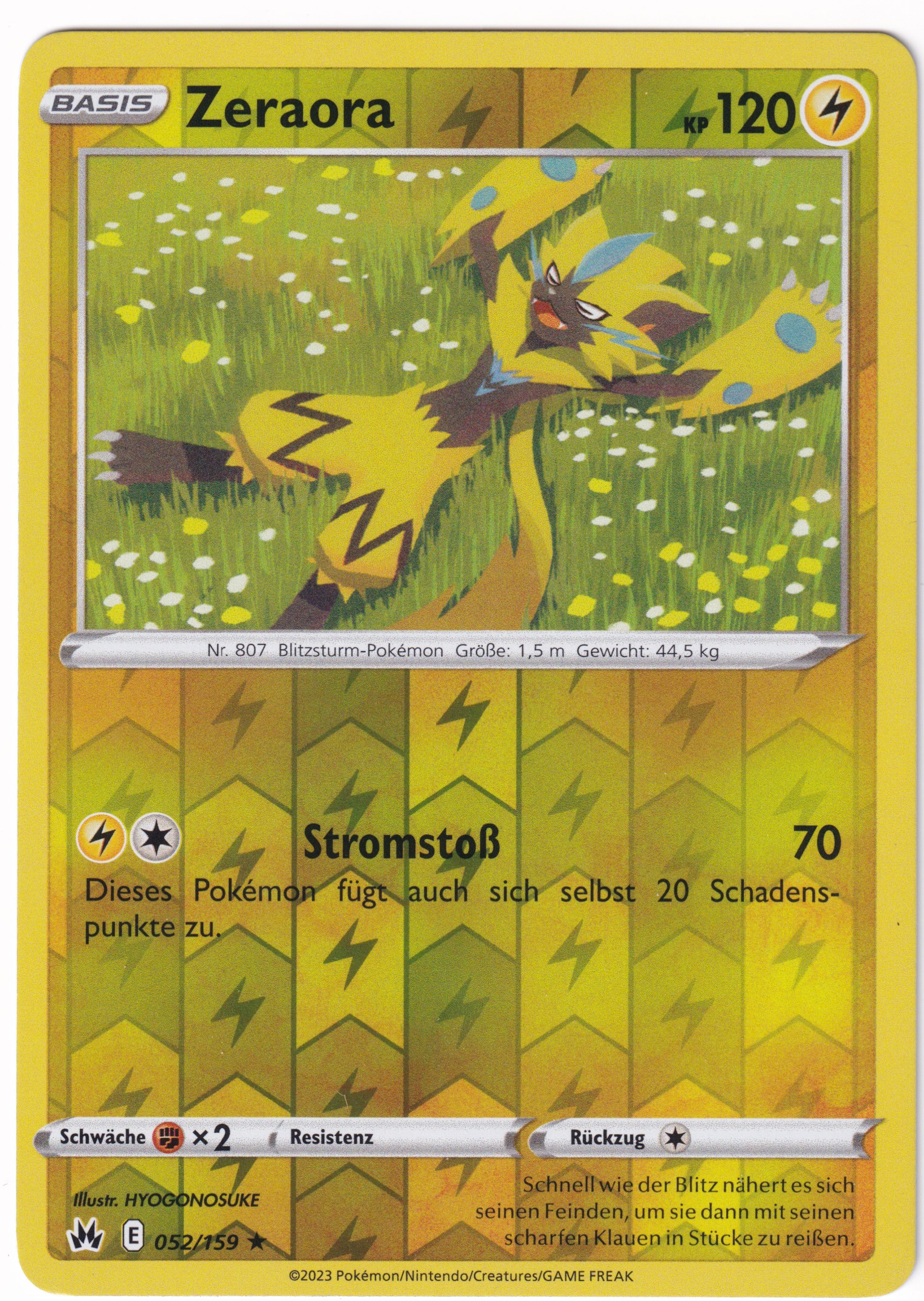 Zeraora 052/159 Rare Reverse Holo - Zenit der Könige Deutsch