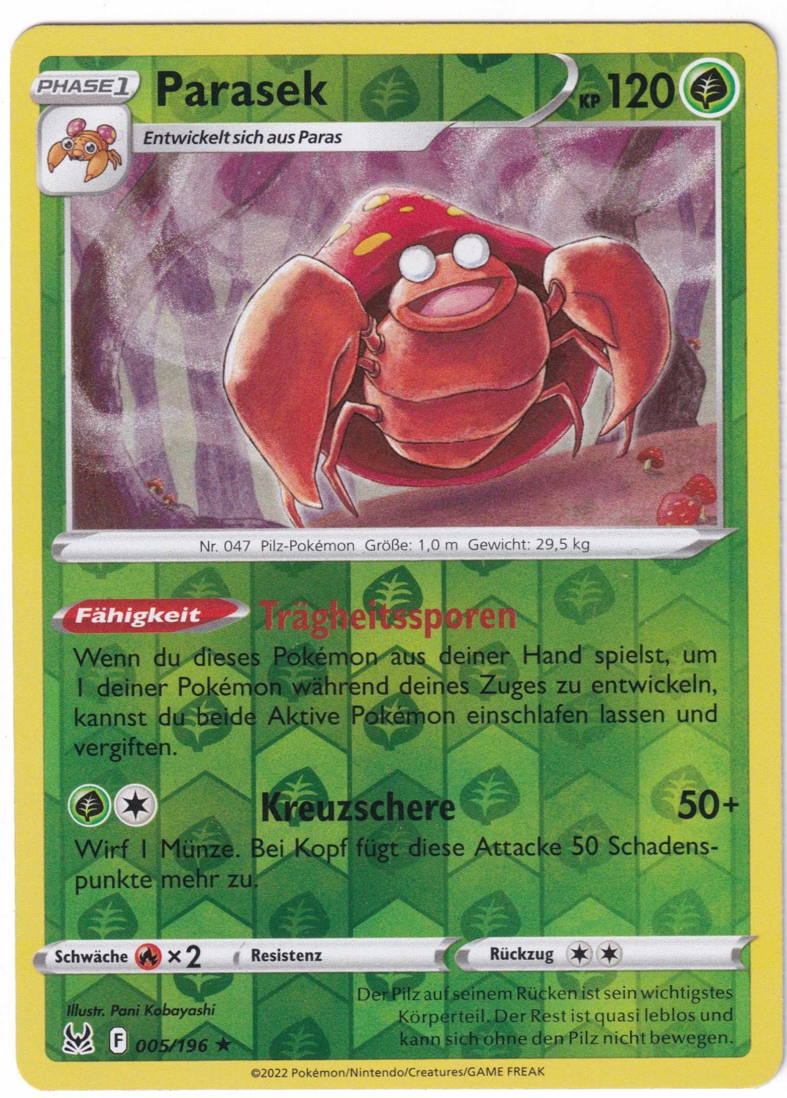 Parasek 005/196 Rare Reverse Holo - Verlorener Ursprung Deutsch