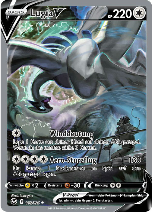 Lugia-V 186/195 Alternative Rare - Silberne Sturmwinde Deutsch