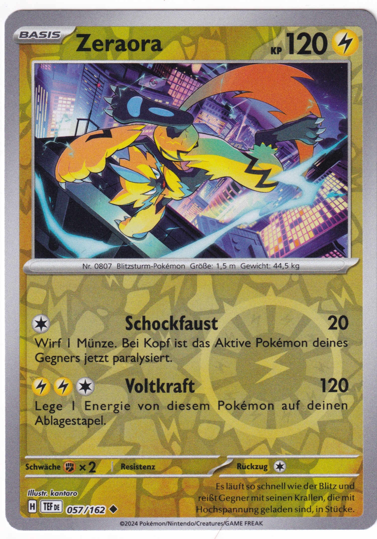 Zeraora 057/162 Uncommon Reverse Holo - Karmesin & Purpur - Gewalten der Zeit Deutsch