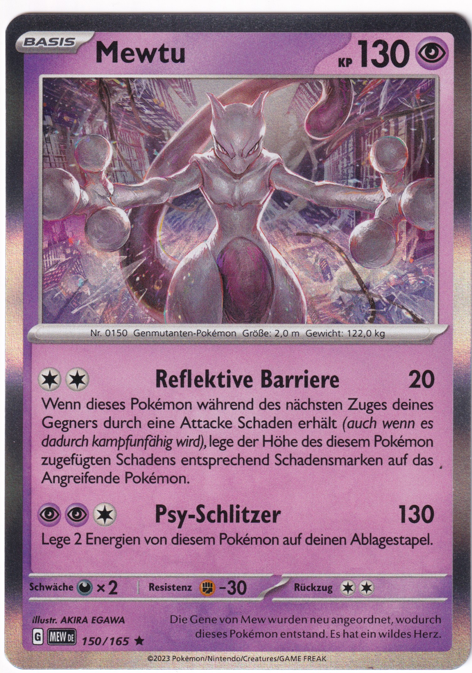 Mewtu 150/165 Rare Holo - Karmesin & Purpur - 151 Deutsch