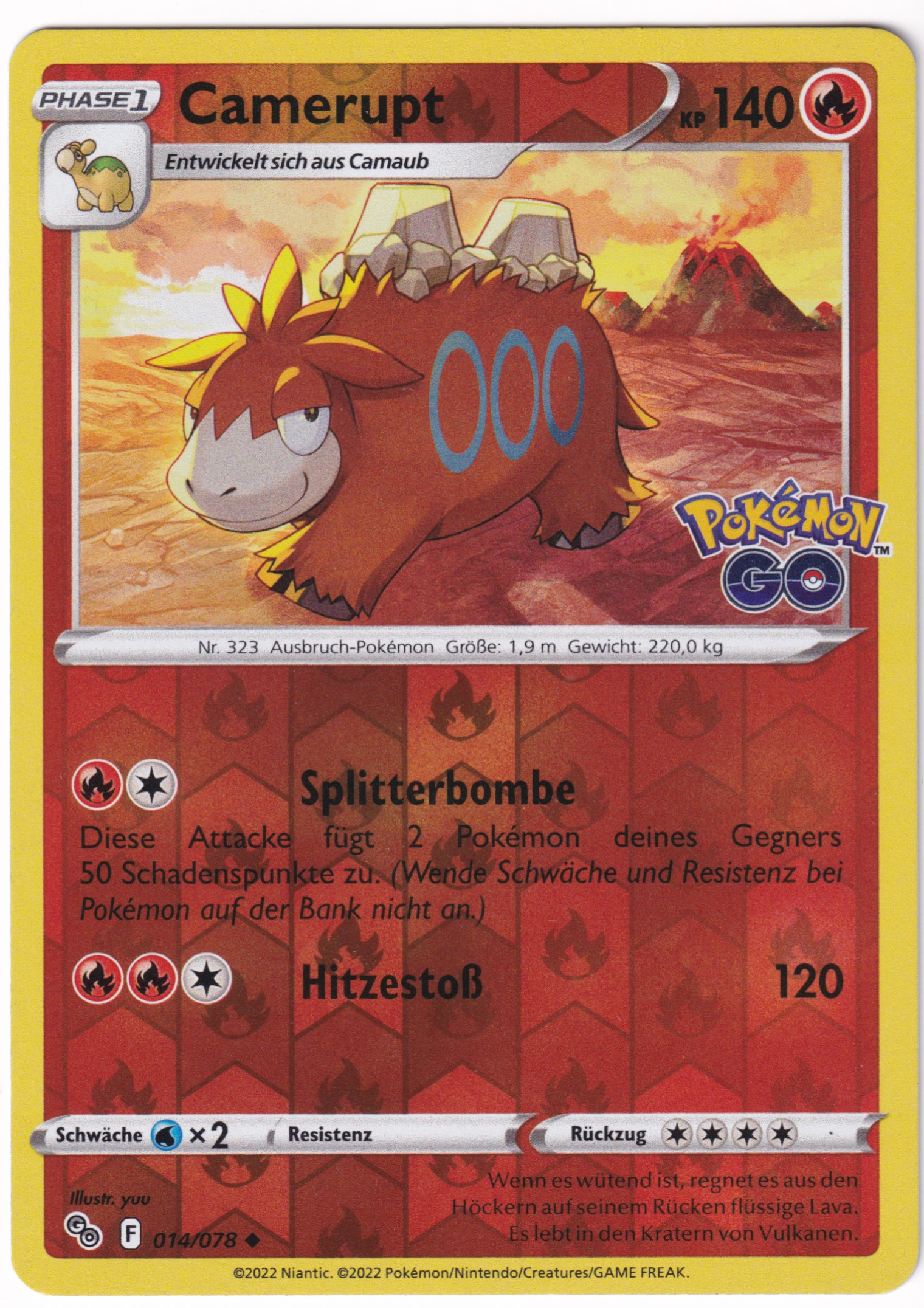 Camerupt 014 /78 Uncommon Reverse Holo - Pokemon Go Deutsch