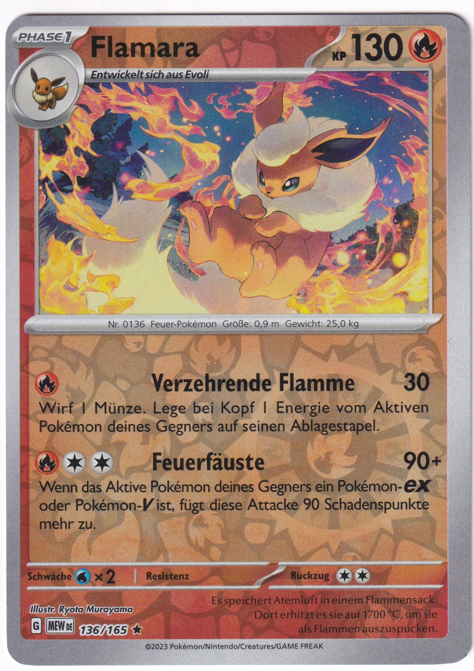 Flamara 136/165 Rare Reverse Holo - Karmesin & Purpur - 151 Deutsch