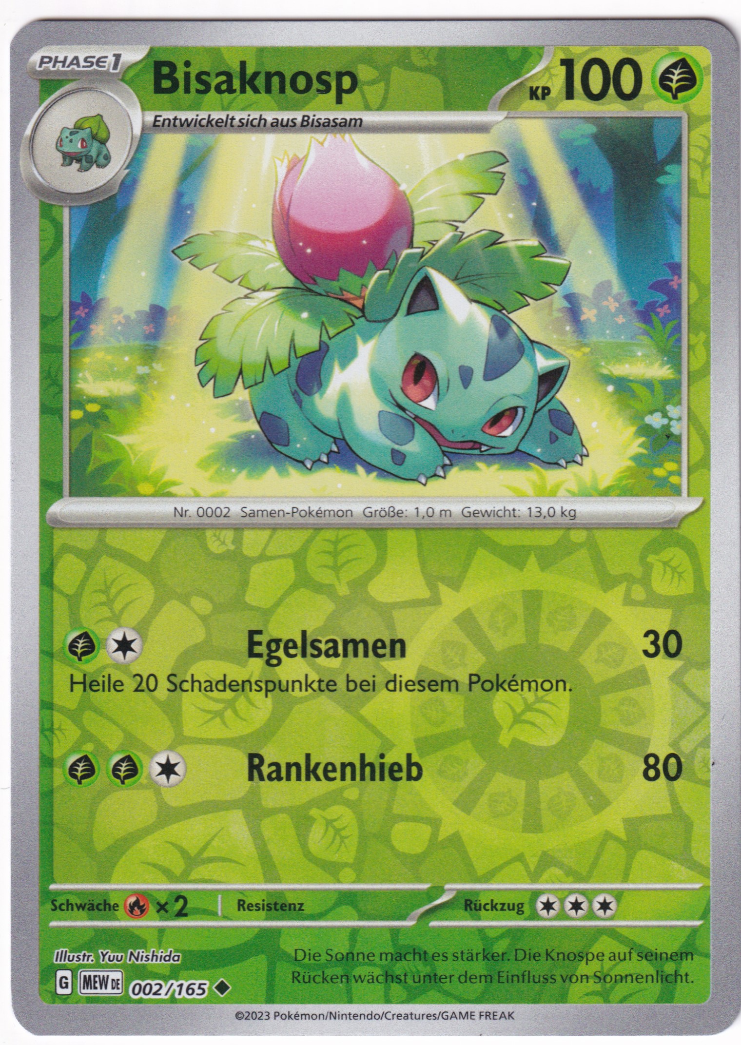 Bisaknosp 002/165 Uncommon Reverse Holo - Karmesin & Purpur - 151 Deutsch