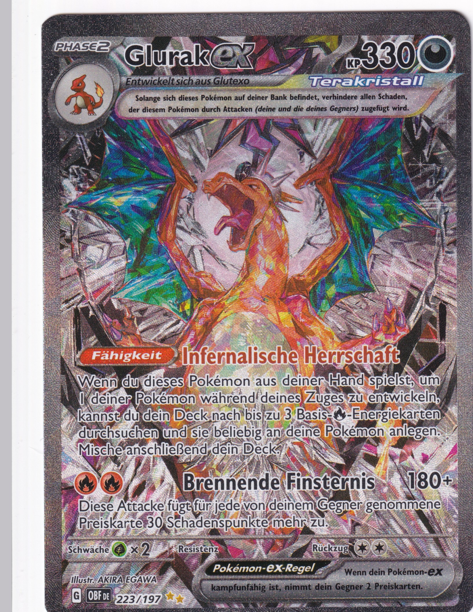 Glurak-ex 223/197 Special Illustration Rare - Obsidian Flammen Deutsch