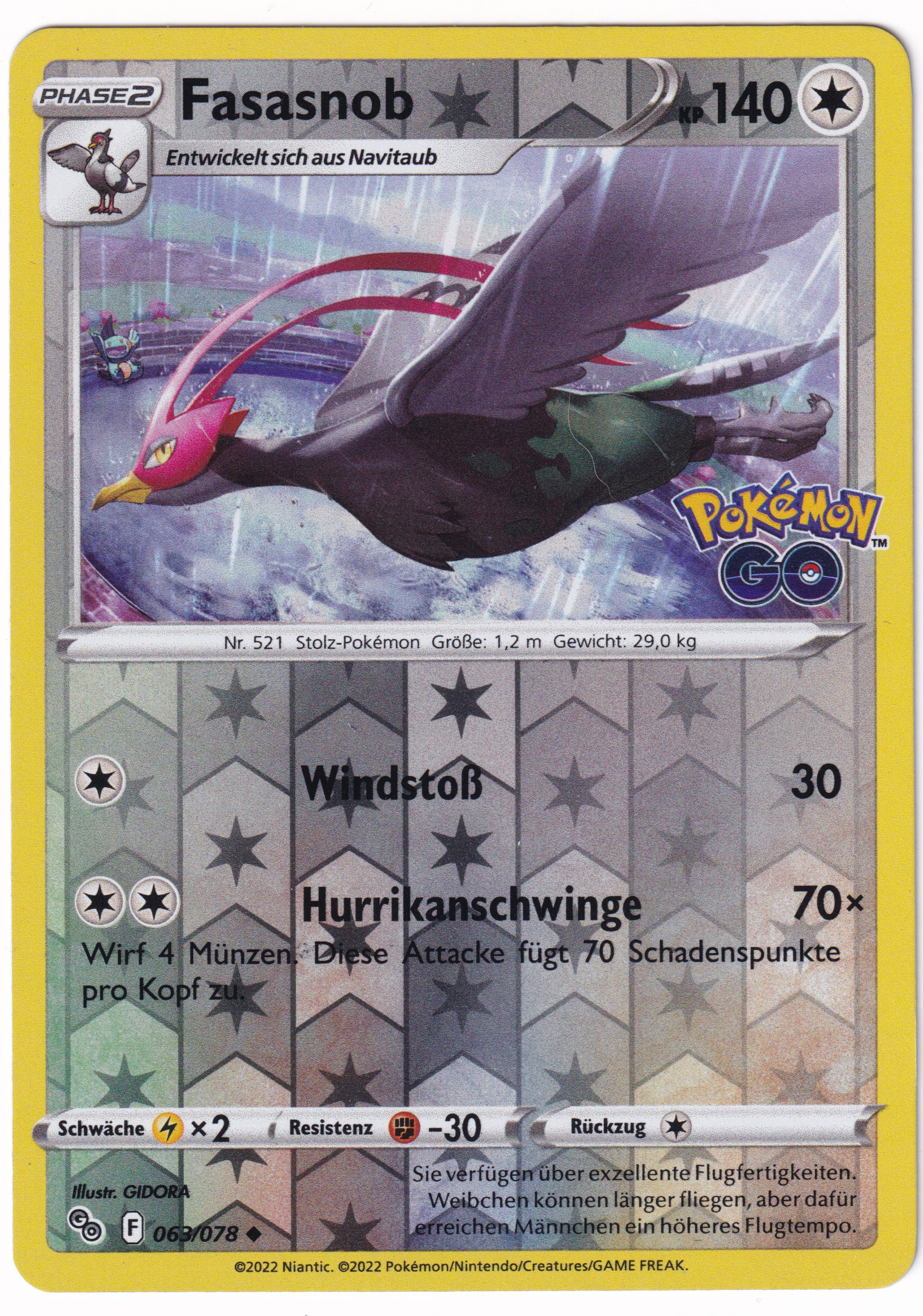 Fasasnob 063 /78 Uncommon Reverse Holo - Pokemon Go Deutsch