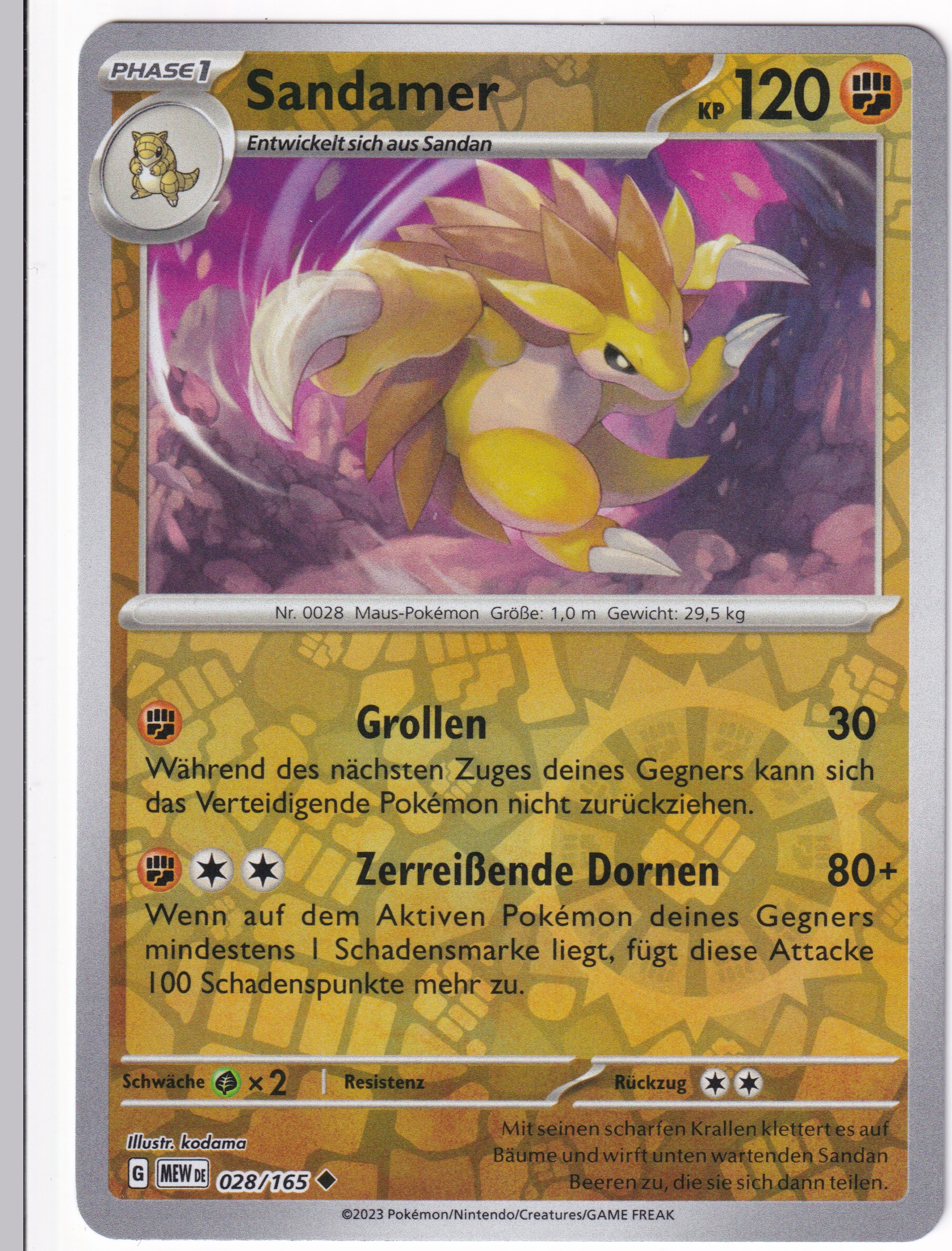 Sandamer 028/165 Uncommon Reverse Holo - Karmesin & Purpur - 151 Deutsch