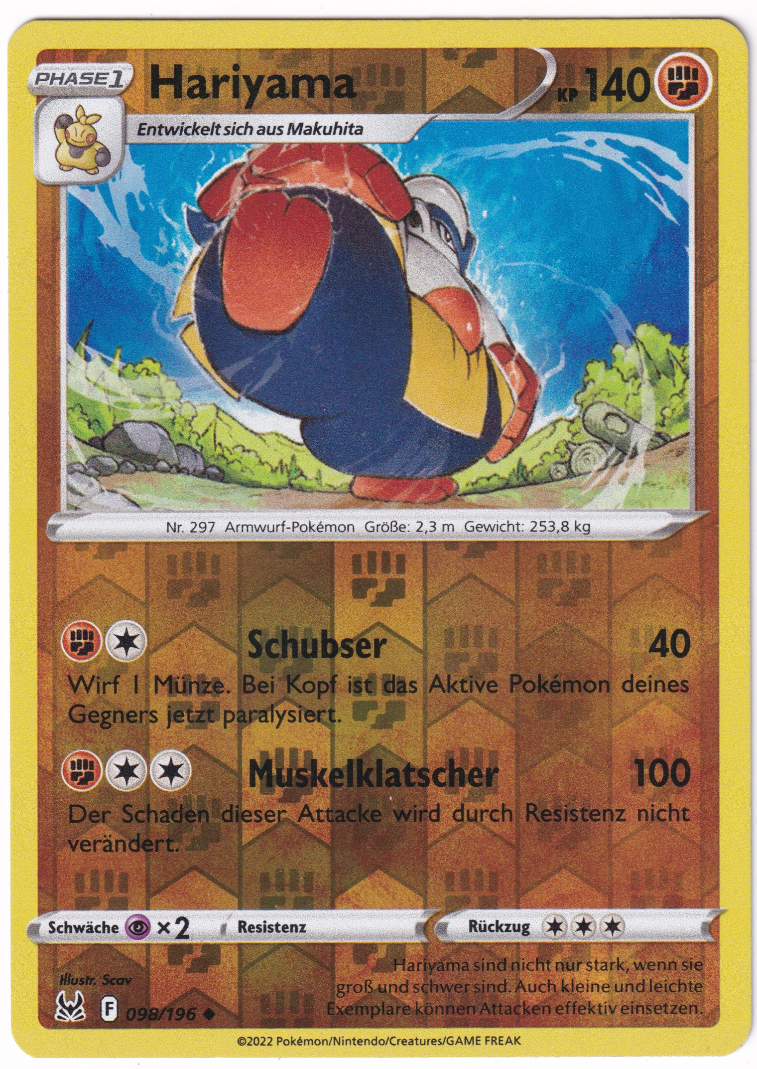 Hariyama 098/196 Uncommon Reverse Holo - Verlorener Ursprung Deutsch