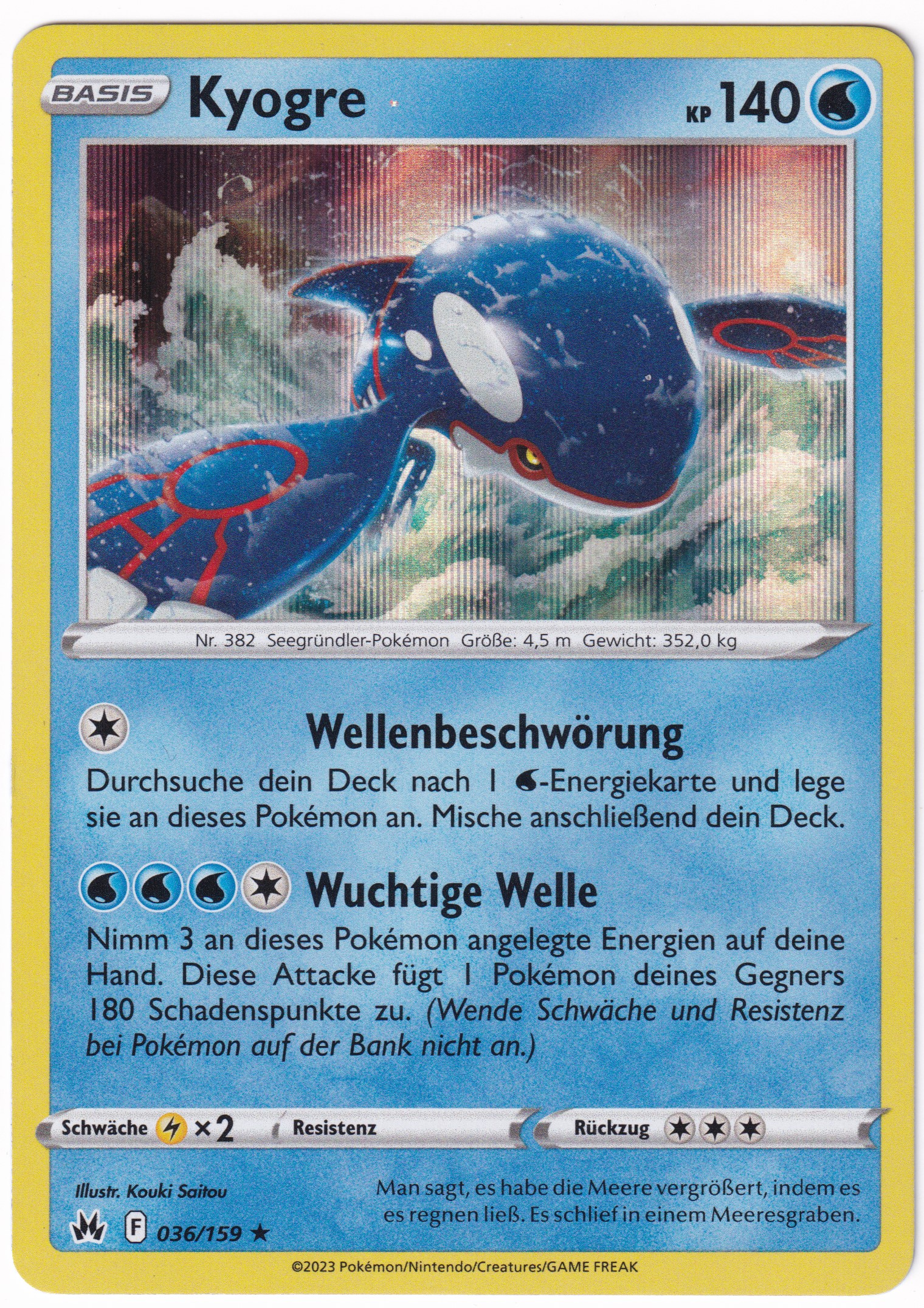 Kyogre 036/159 Rare Reverse Holo - Zenit der Könige Deutsch