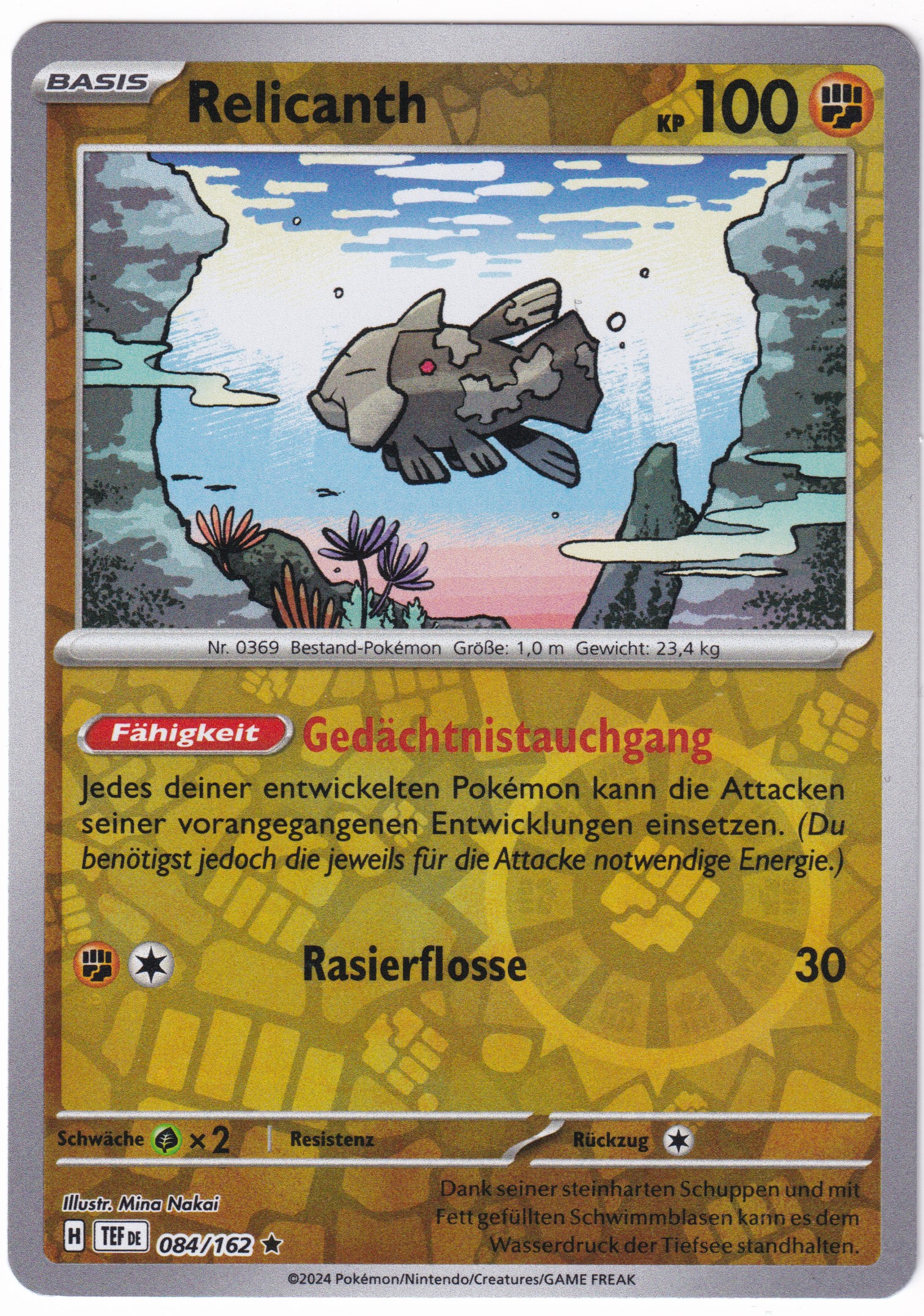 Relicanth 084/162 Rare Reverse Holo - Karmesin & Purpur - Gewalten der Zeit Deutsch