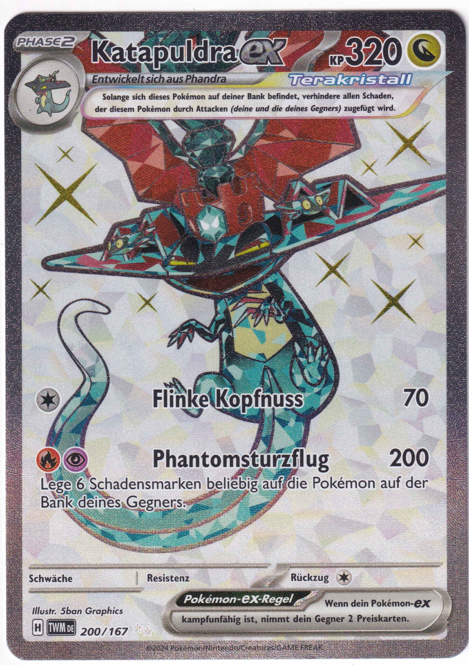 Katapuldra-ex 200/167 Ultra Rare - Karmesin & Purpur - Maskerade im Zwielicht Deutsch