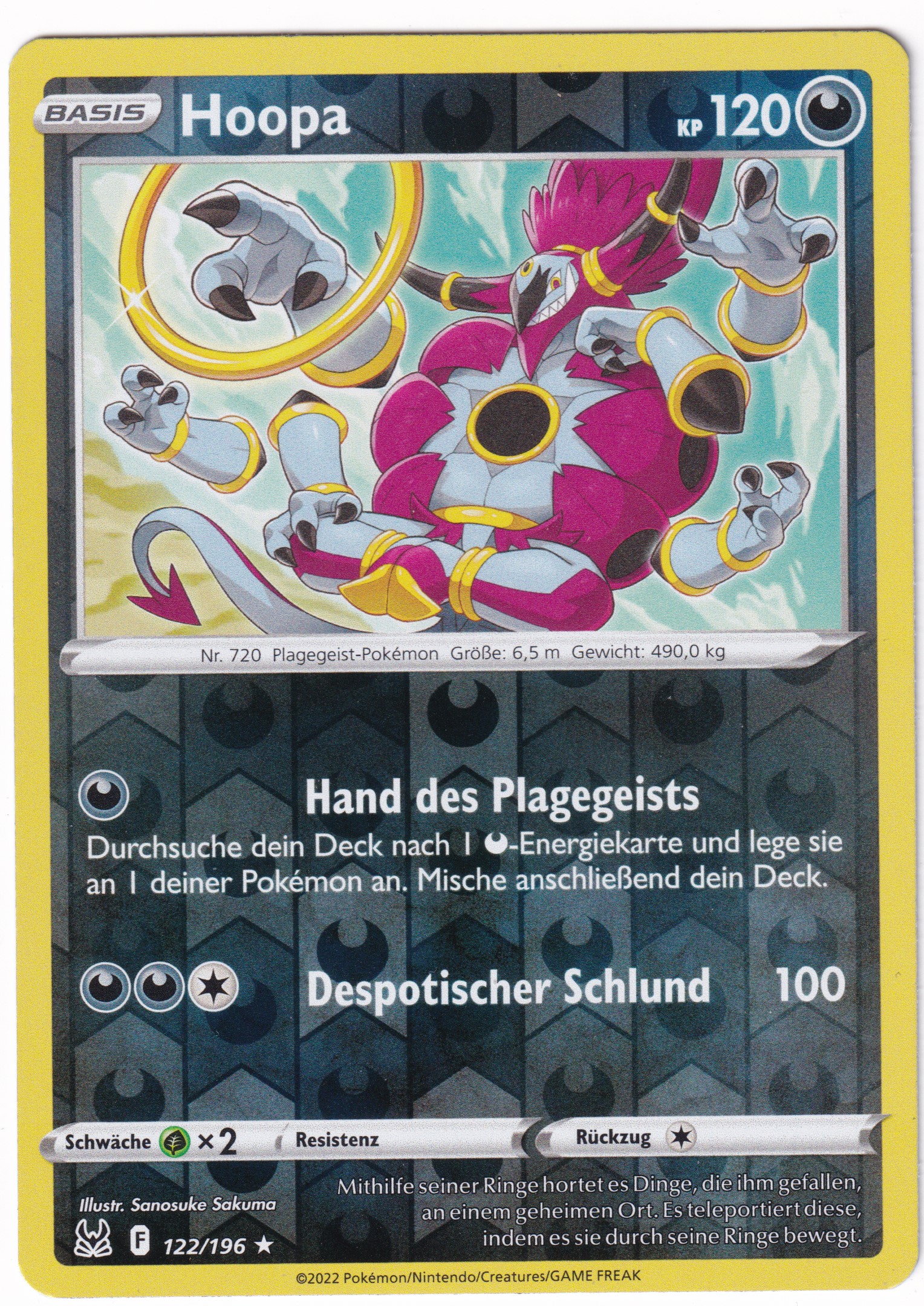 Hoopa 122/196 Rare Reverse Holo - Verlorener Ursprung Deutsch