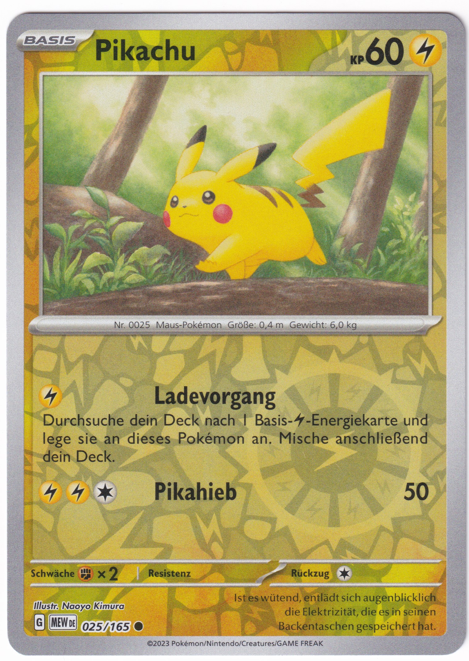 Pikachu 025/165 Common Reverse Holo - Karmesin & Purpur - 151 Deutsch