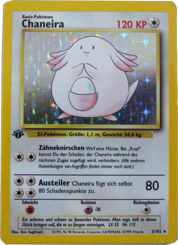 Pokemon Einzelkarte Base Set Chaneira 1. Edition deutsch