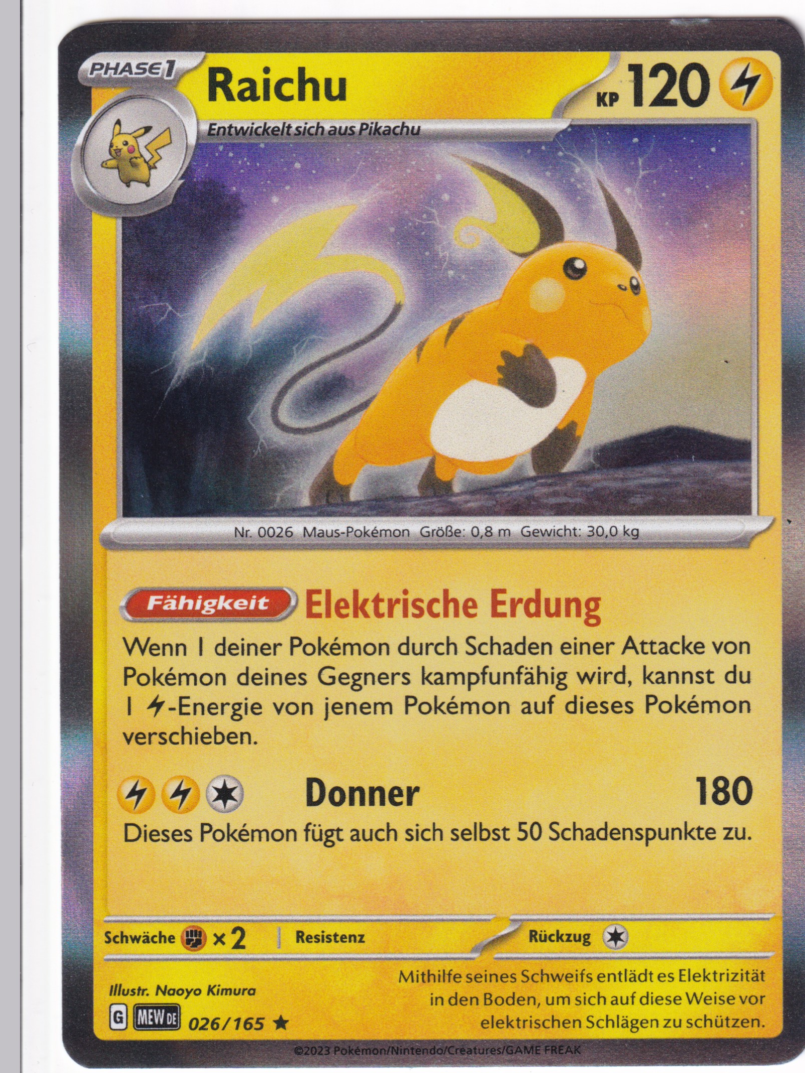 Raichu 026/165 Rare Holo - Karmesin & Purpur - 151 Deutsch