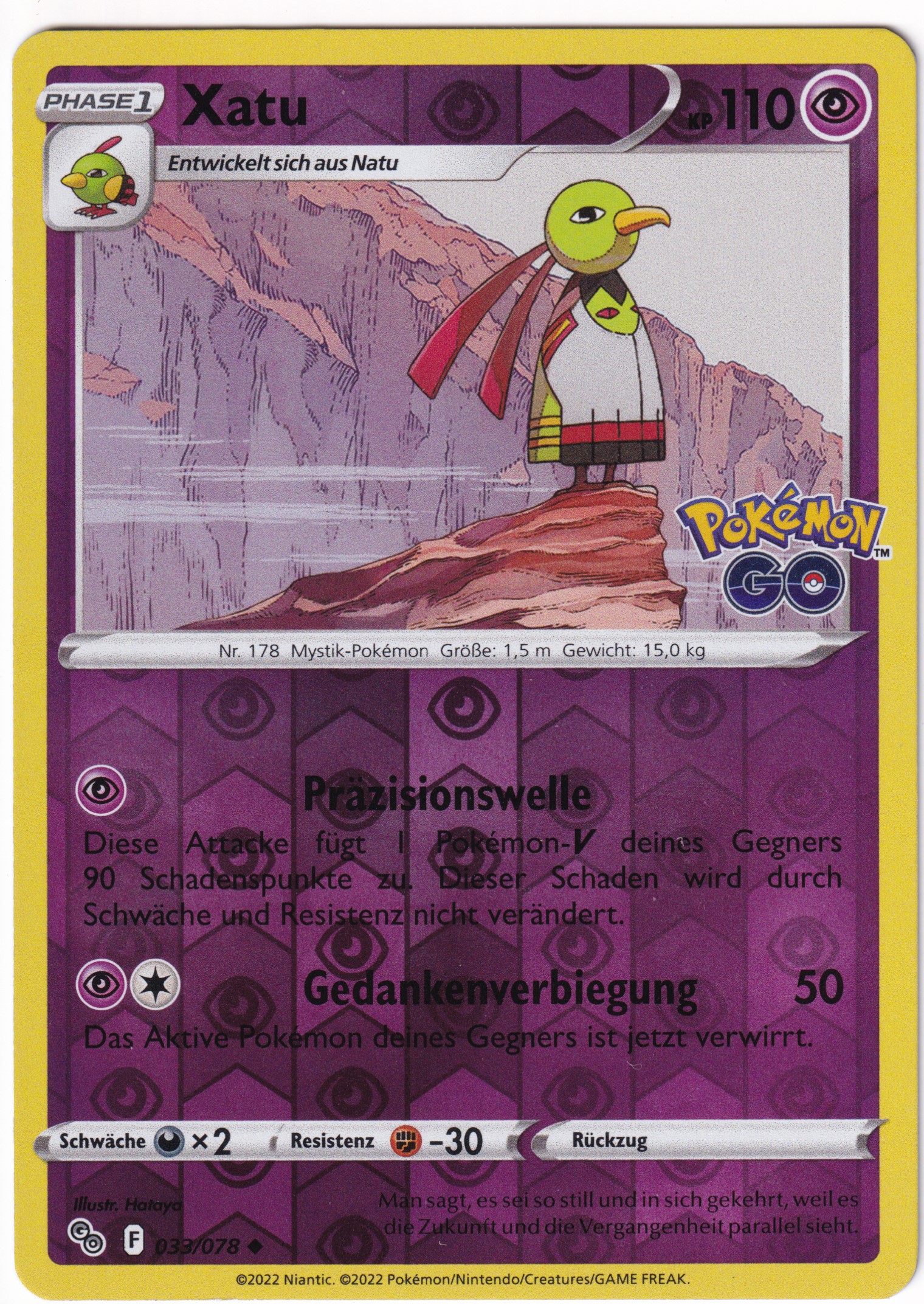 Xatu 033 /78 Uncommon Reverse Holo - Pokemon Go Deutsch