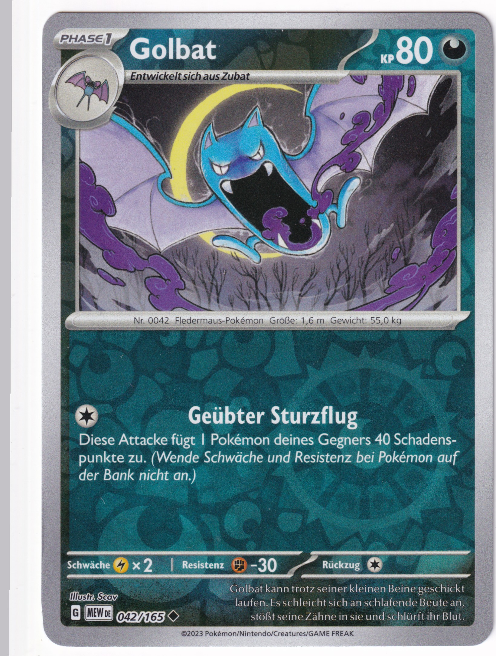 Golbat 042/165 Uncommon Reverse Holo - Karmesin & Purpur - 151 Deutsch