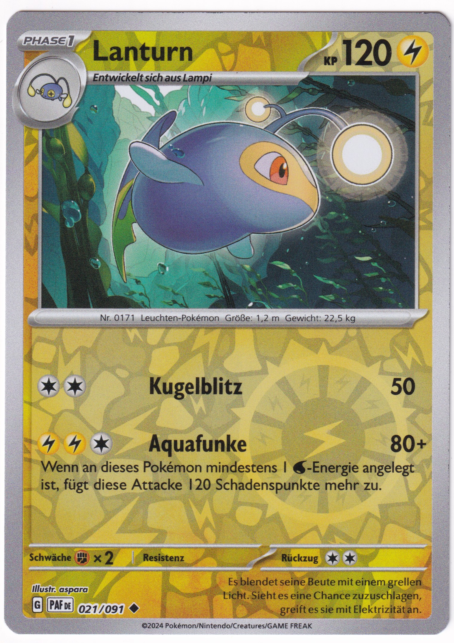 Lanturn 021/091 Uncommon Reverse Holo - Karmesin & Purpur - Paldeas Schicksale Deutsch