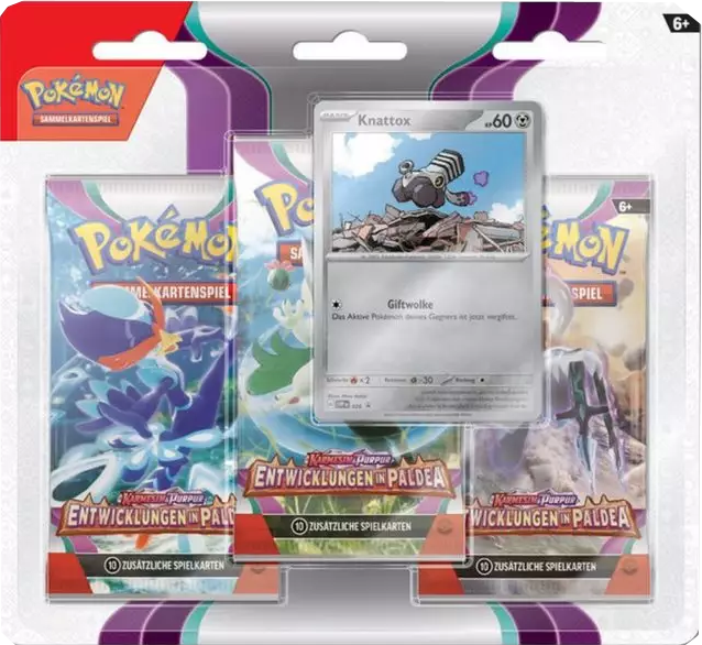 Pokemon Karmesin & Purpur Entwicklungen in Paldea 3er Booster Blister  -  Knattox deutsch