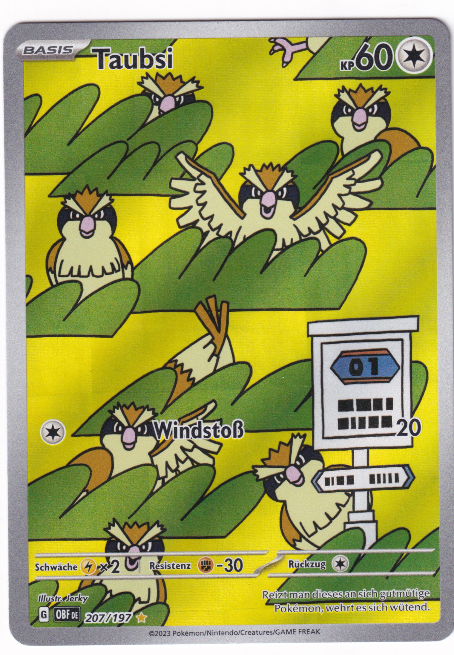 Taubsi 207/197 Illustration Rare - Obsidian Flammen Deutsch