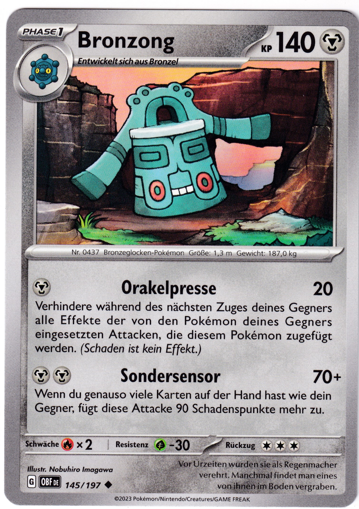 Bronzong 145/197 Uncommon - Obsidian Flammen Deutsch