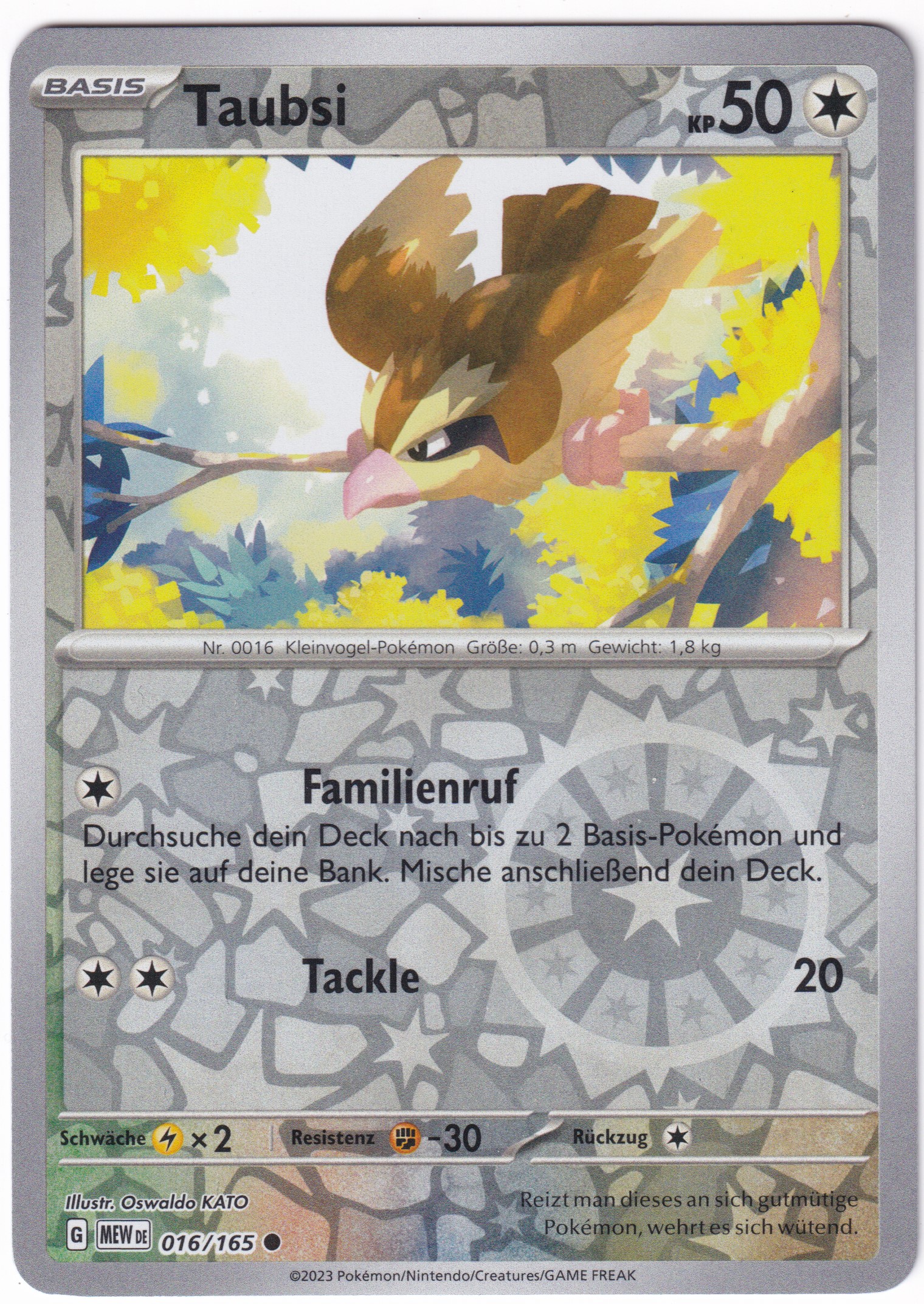 Taubsi 016/165 Common Reverse Holo - Karmesin & Purpur - 151 Deutsch