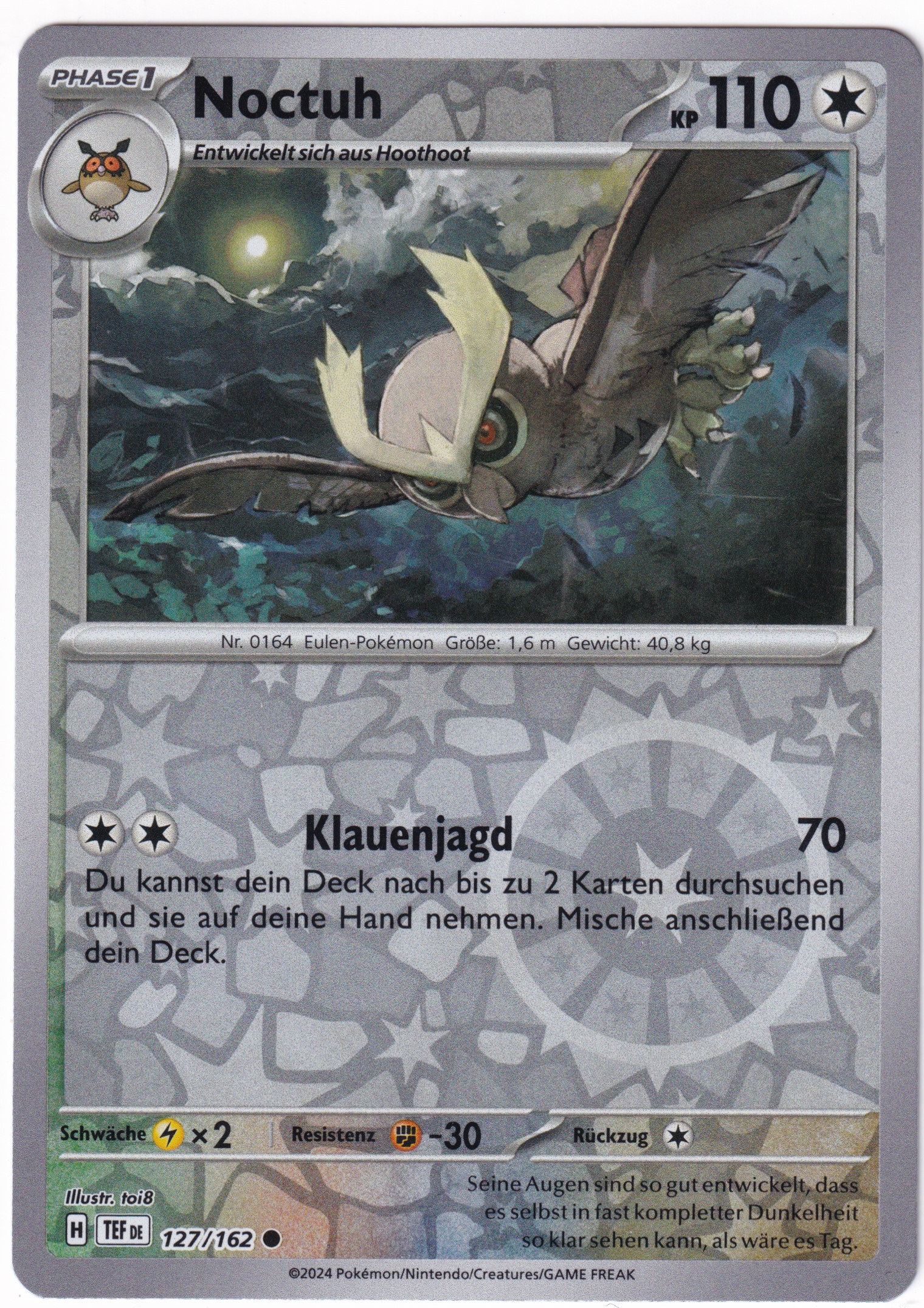 Noctuh 127/162 Common Reverse Holo - Karmesin & Purpur - Gewalten der Zeit Deutsch
