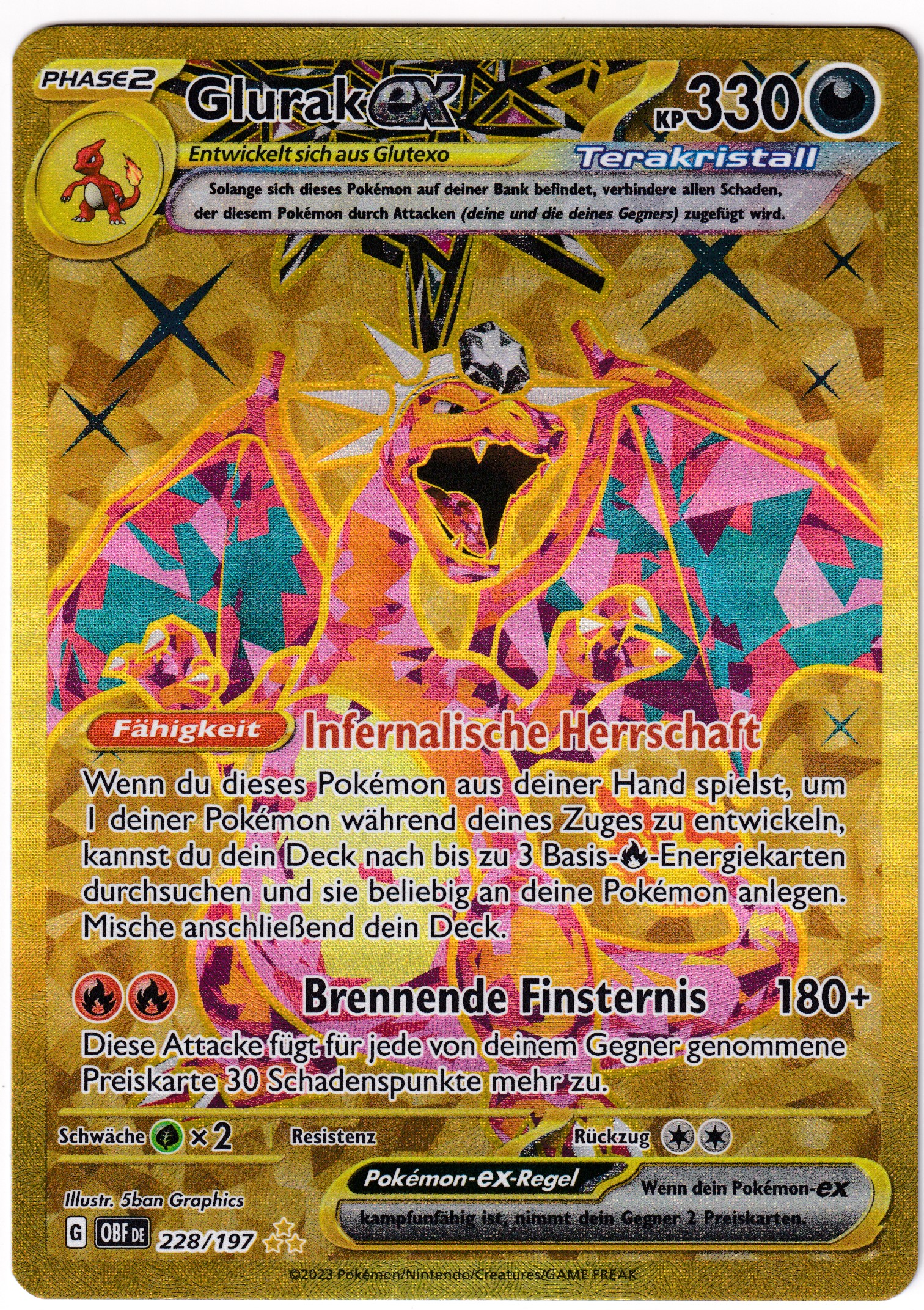 Glurak-ex 228/197 Secret Rare - Obsidian Flammen Deutsch