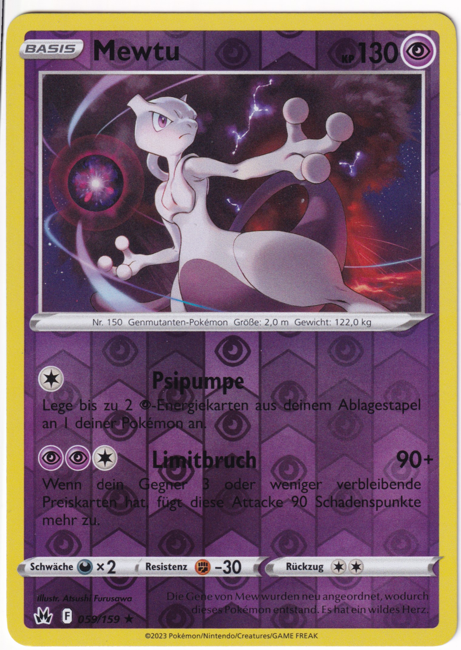 Mewtu 059/159 Rare Reverse Holo - Zenit der Könige Deutsch