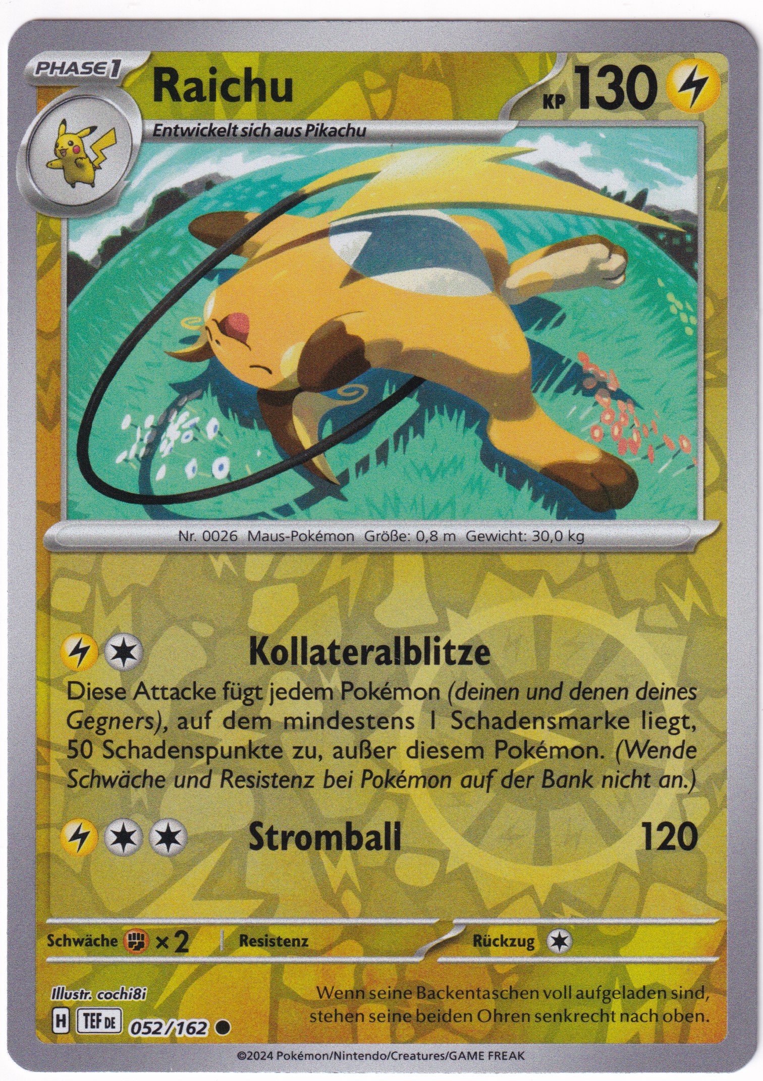 Raichu 052/162 Common Reverse Holo - Karmesin & Purpur - Gewalten der Zeit Deutsch