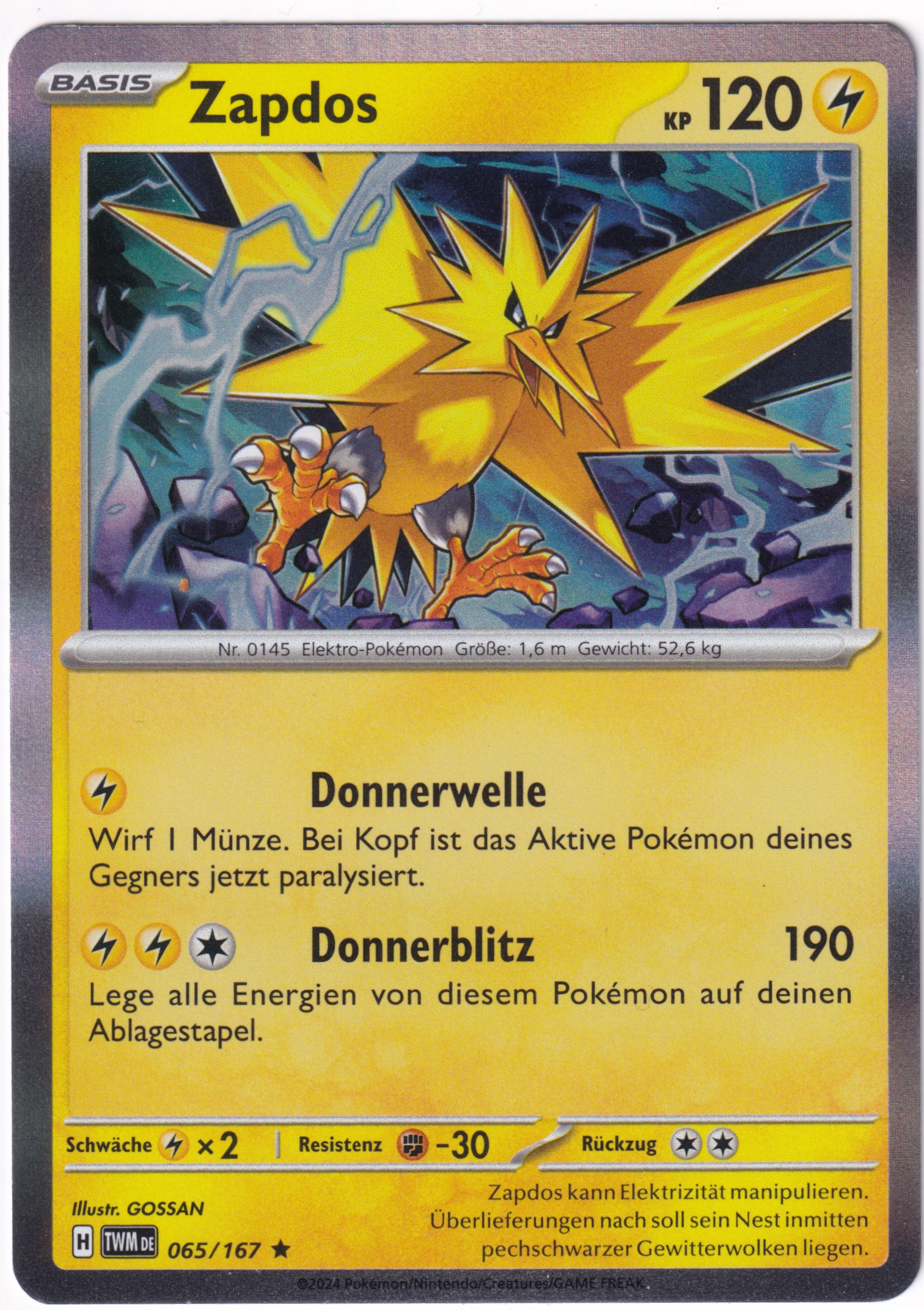 Zapdos 065/167 Rare Holo - Karmesin & Purpur - Maskerade im Zwielicht Deutsch