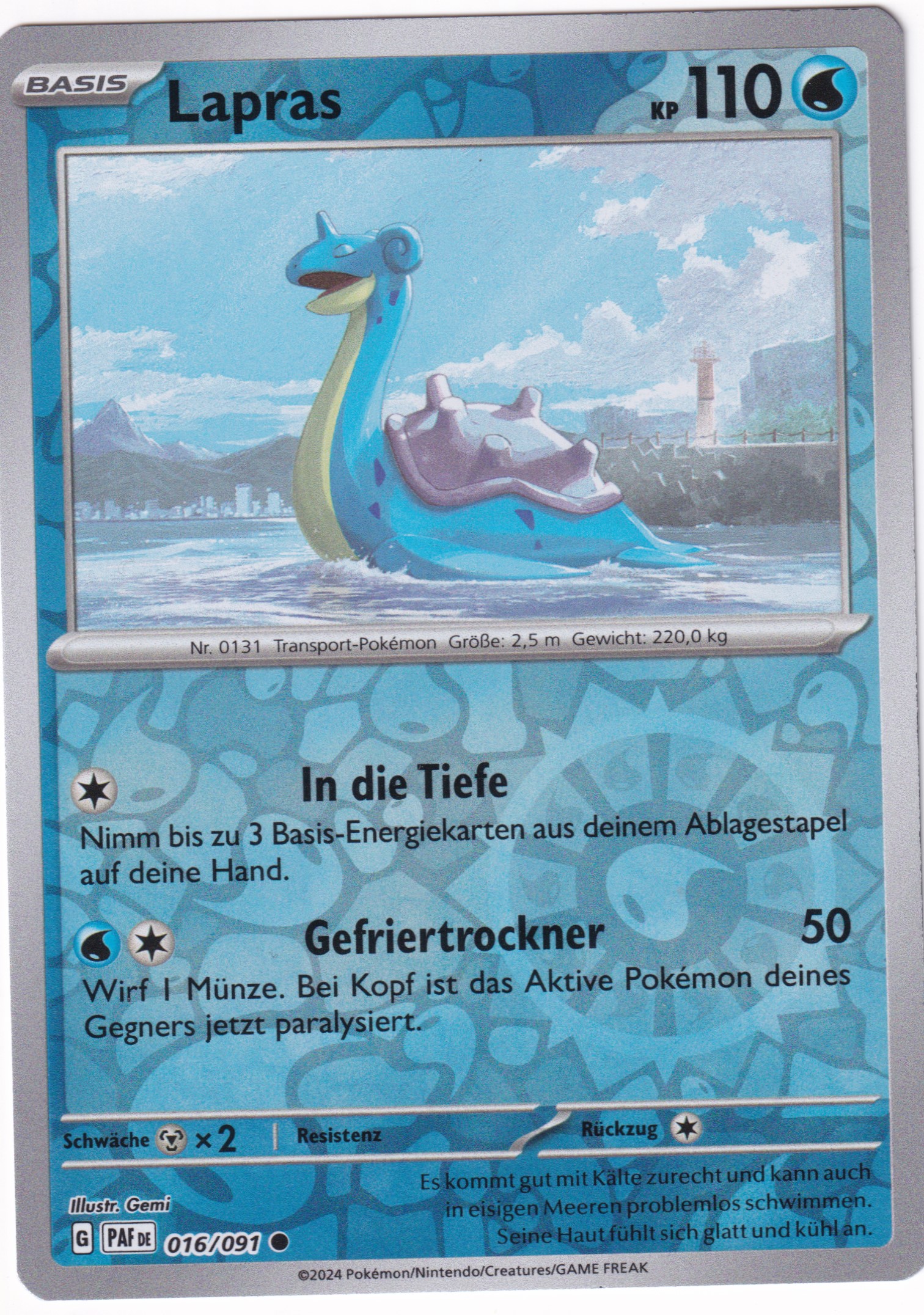 Lapras 016/091 Common Reverse Holo - Karmesin & Purpur - Paldeas Schicksale Deutsch