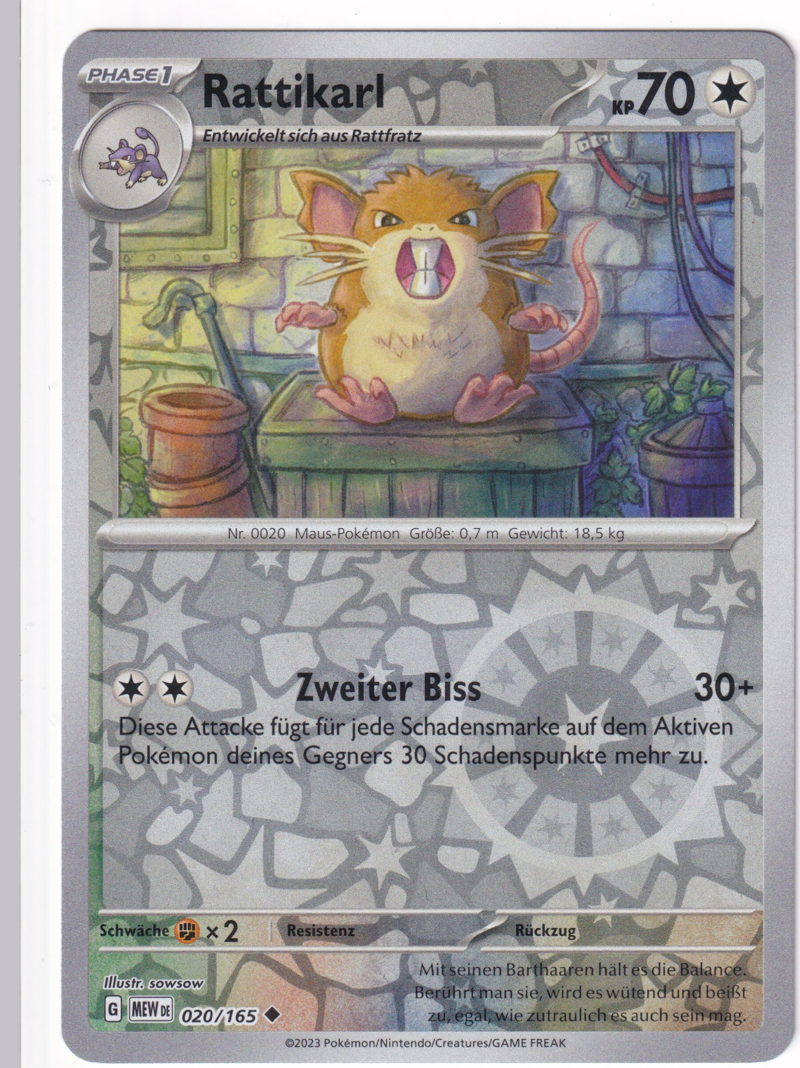 Rattikarl 020/165 Uncommon Reverse Holo - Karmesin & Purpur - 151 Deutsch