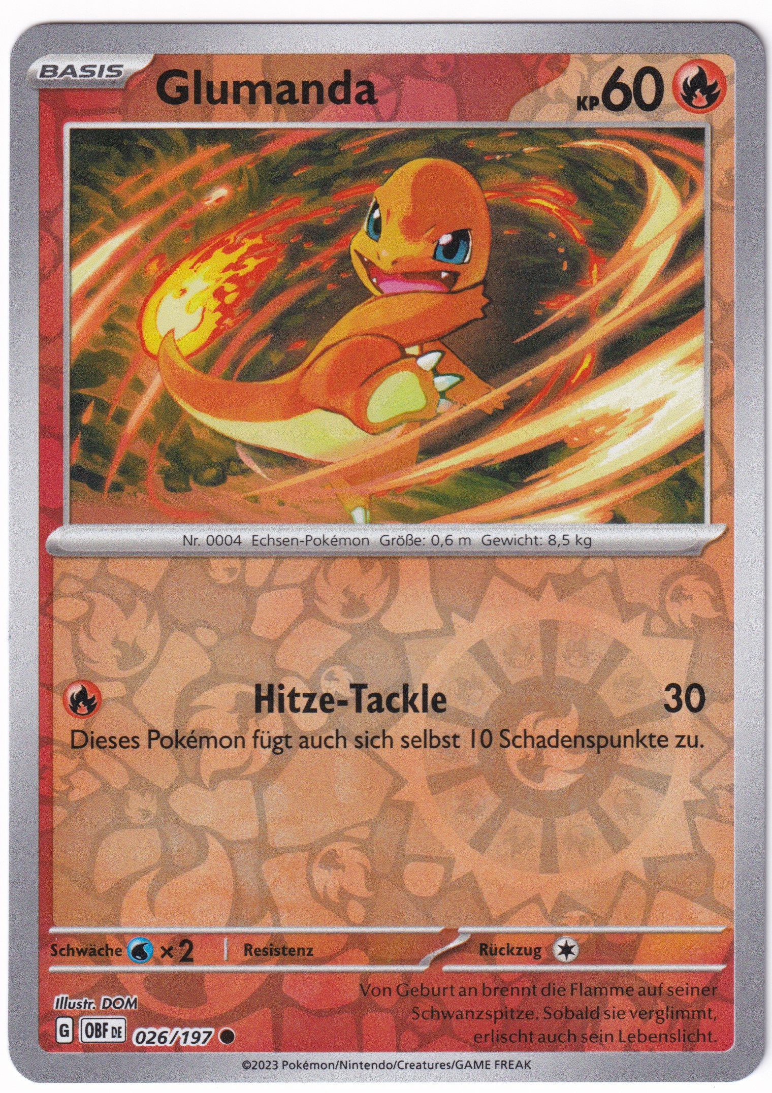 Glumanda 026/197 Common Reverse Holo - Obsidian Flammen Deutsch