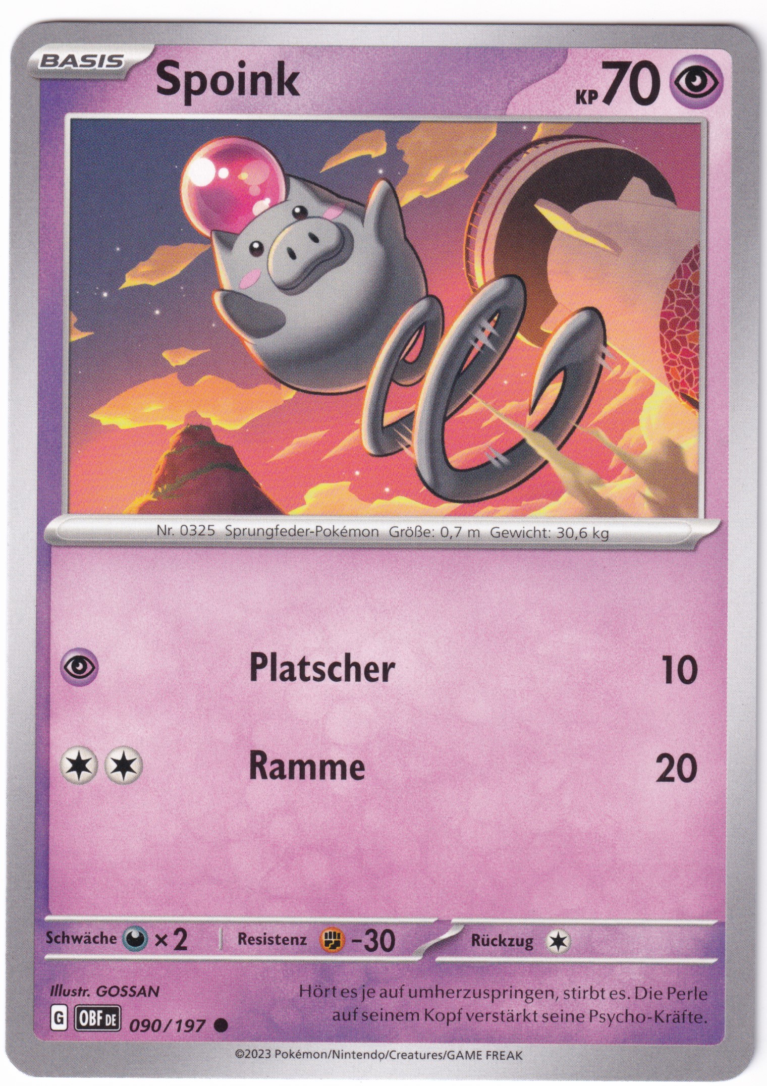 Spoink 090/197 Common - Obsidian Flammen Deutsch